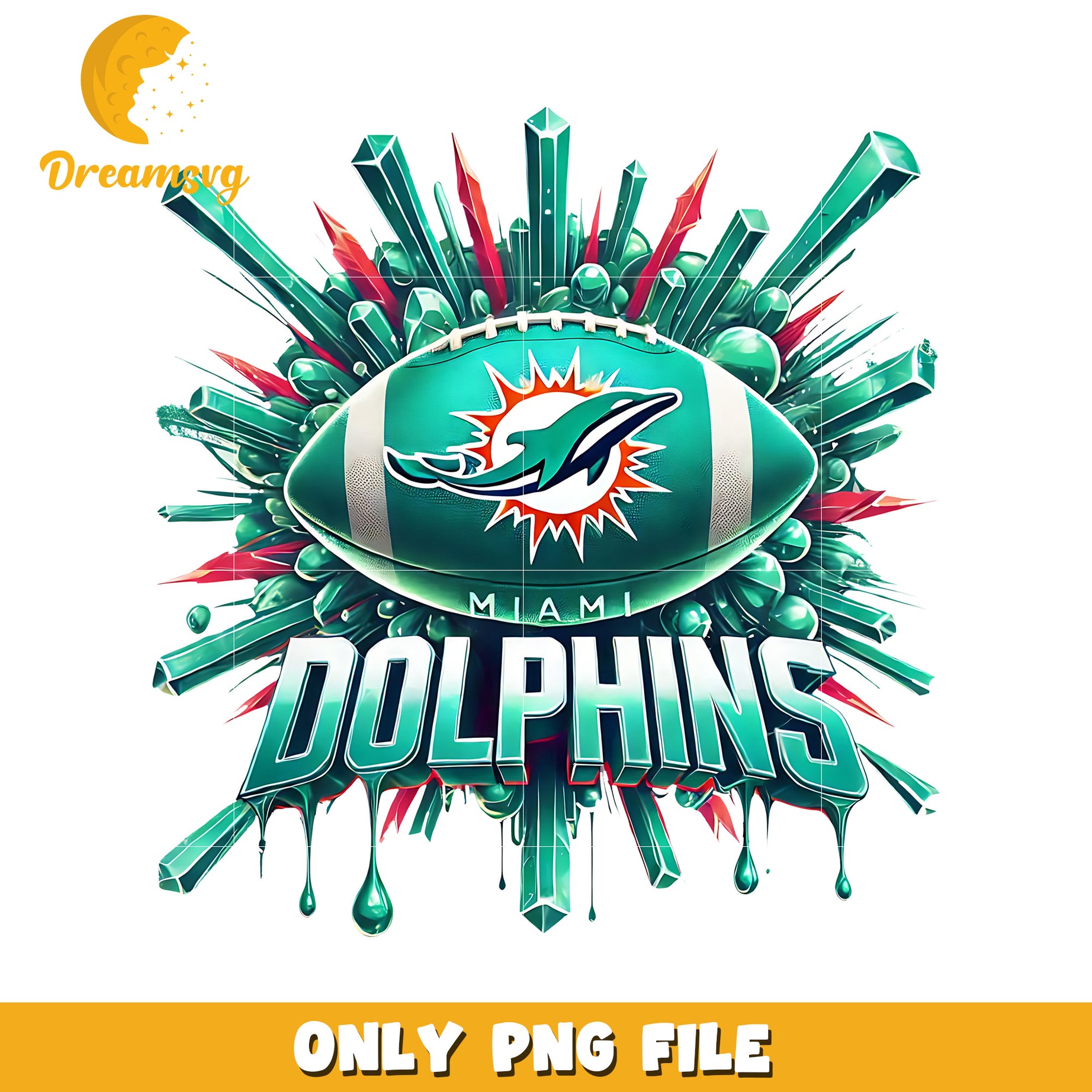 Miami dolphins ball design png, nfl balll png, nfl teams png