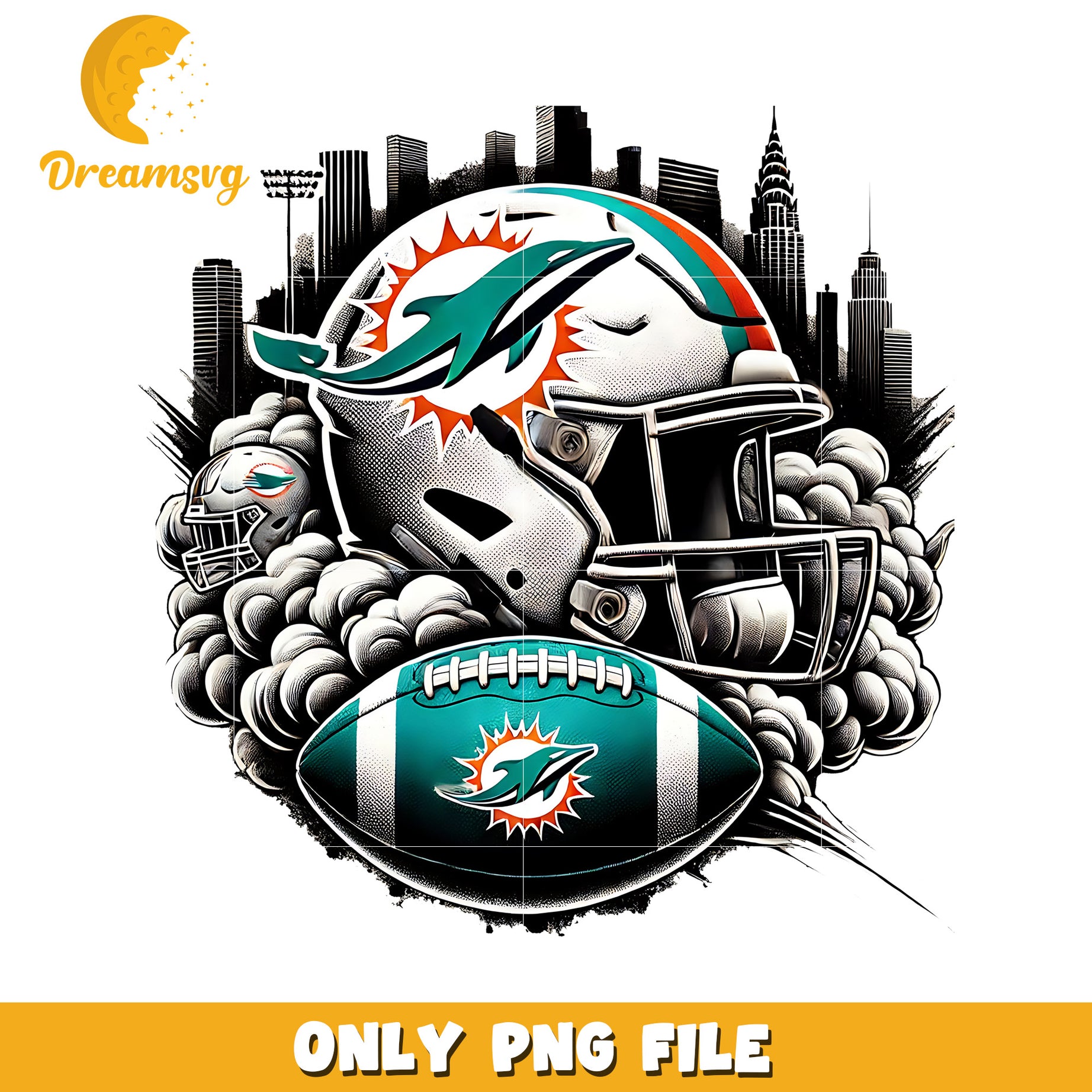 Miami dolphins helmet and ball png, nfl mvp png, nfl helmet png