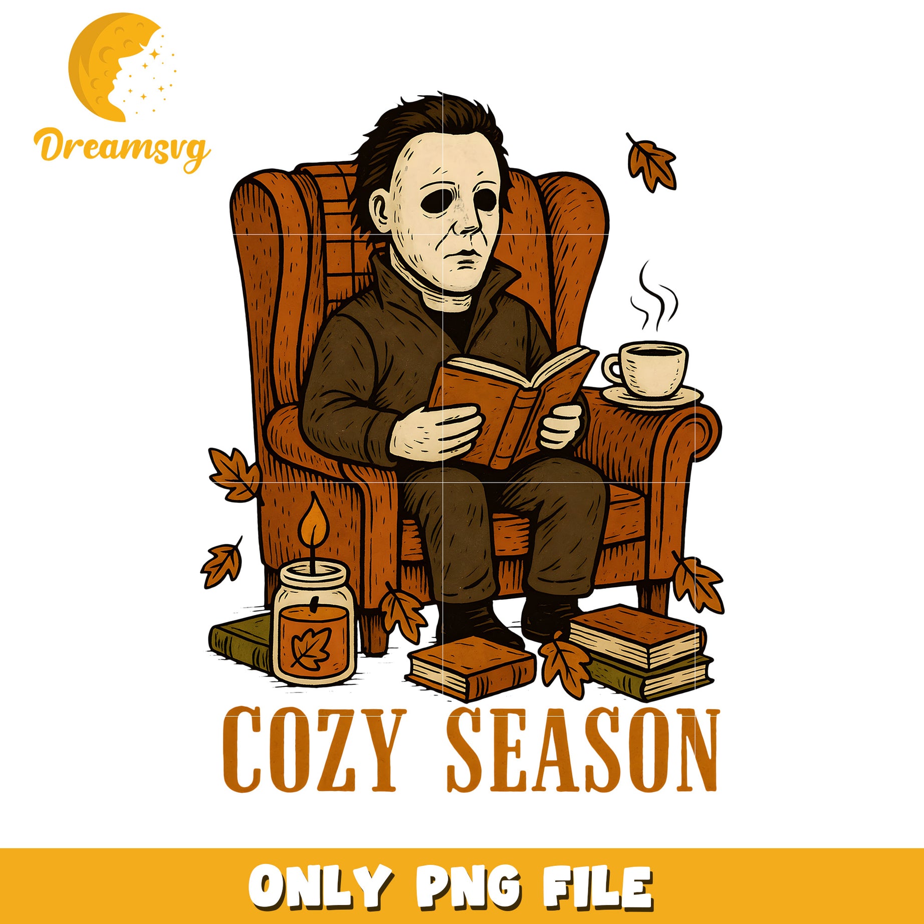 Michael cozy season png, halloween times png, spirit halloween png