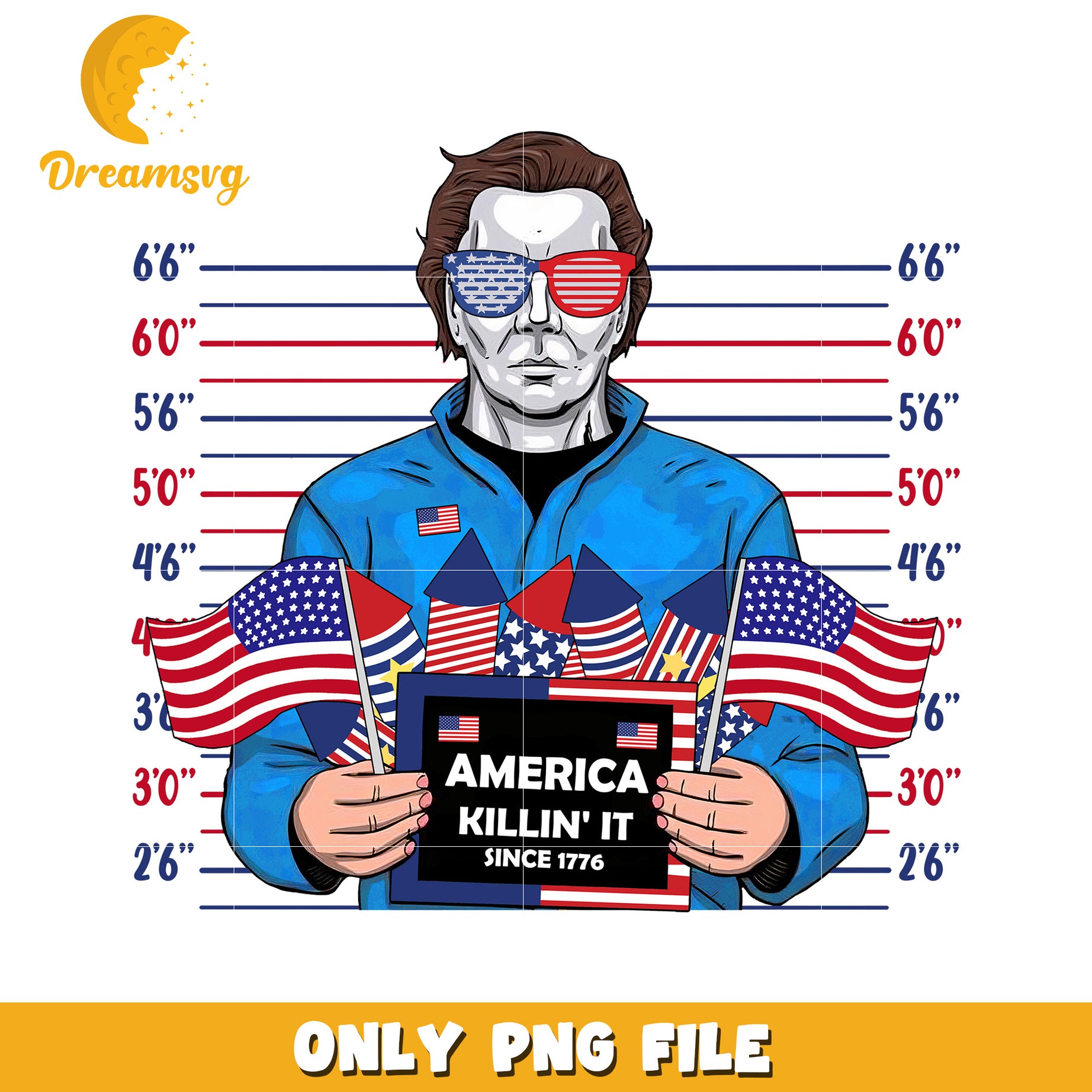 Michael myers america killing it png, funny horror design png, 4th of july png