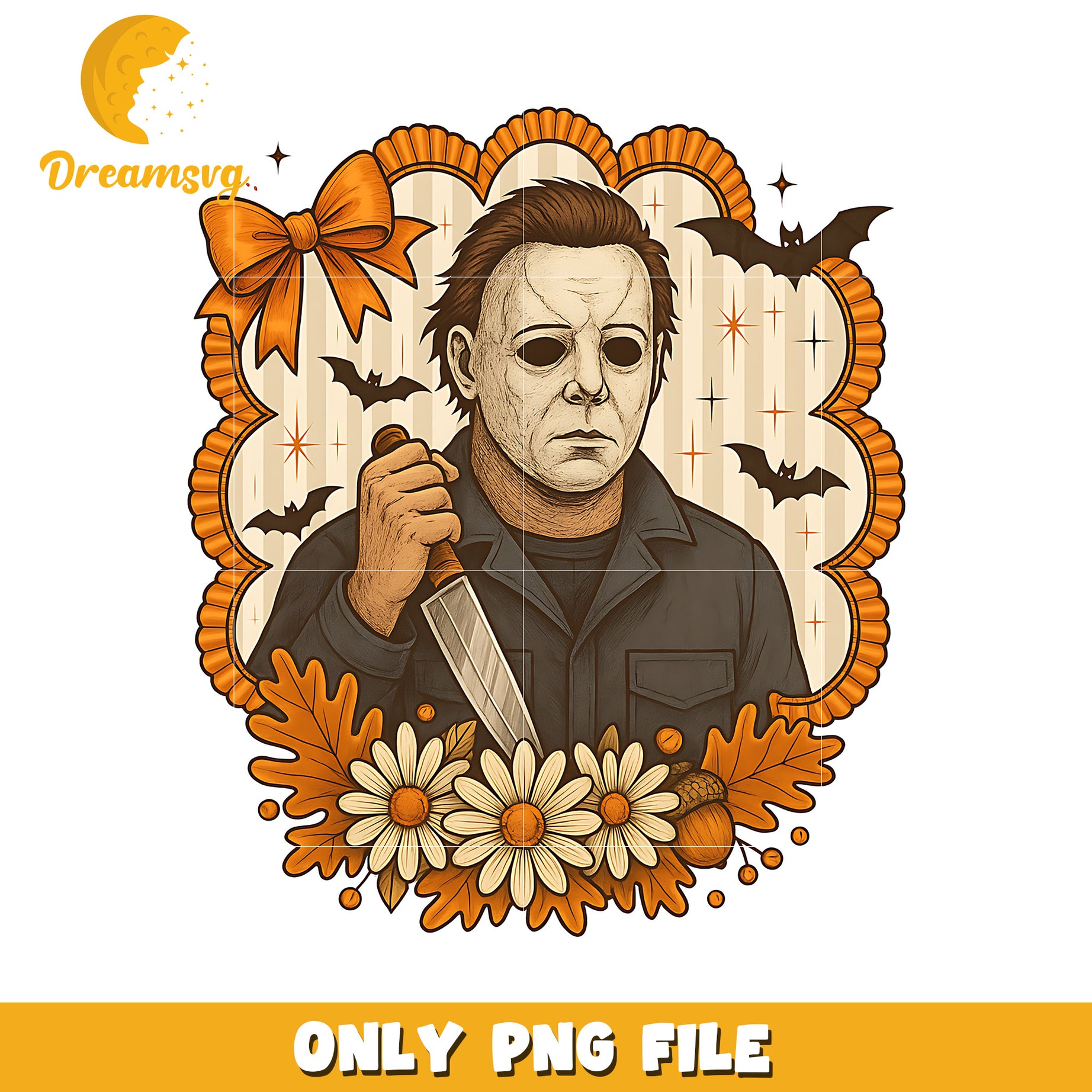 Michael myers flowers png, spooky halloween png, trick or treat png