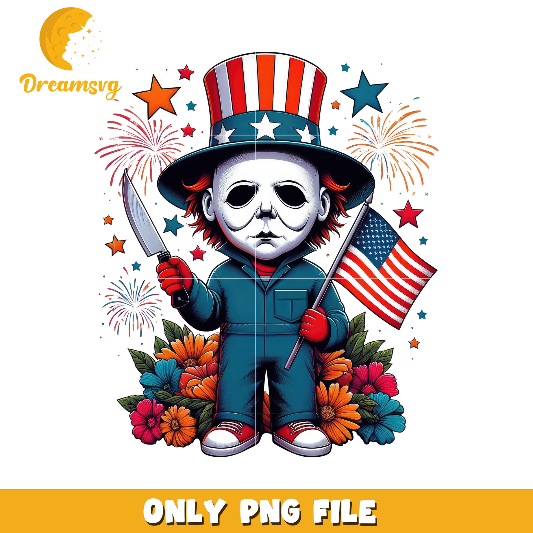 Micheal myers 4th of july png, red white and blue png, independence day  png