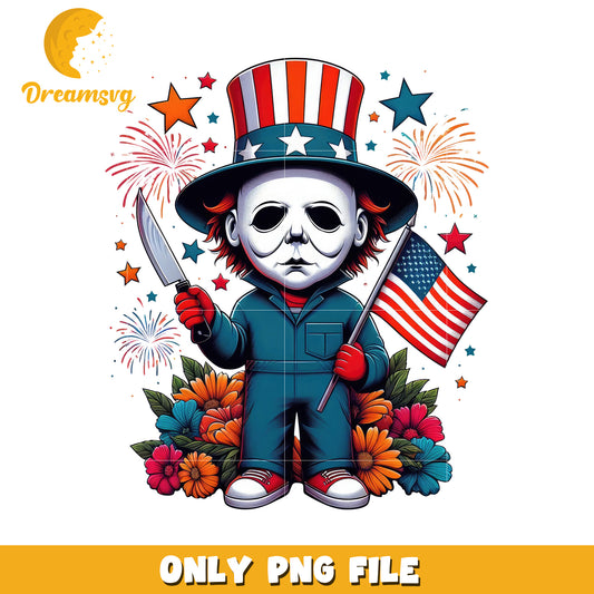 Micheal myers 4th of july png, red white and blue png, independence day  png