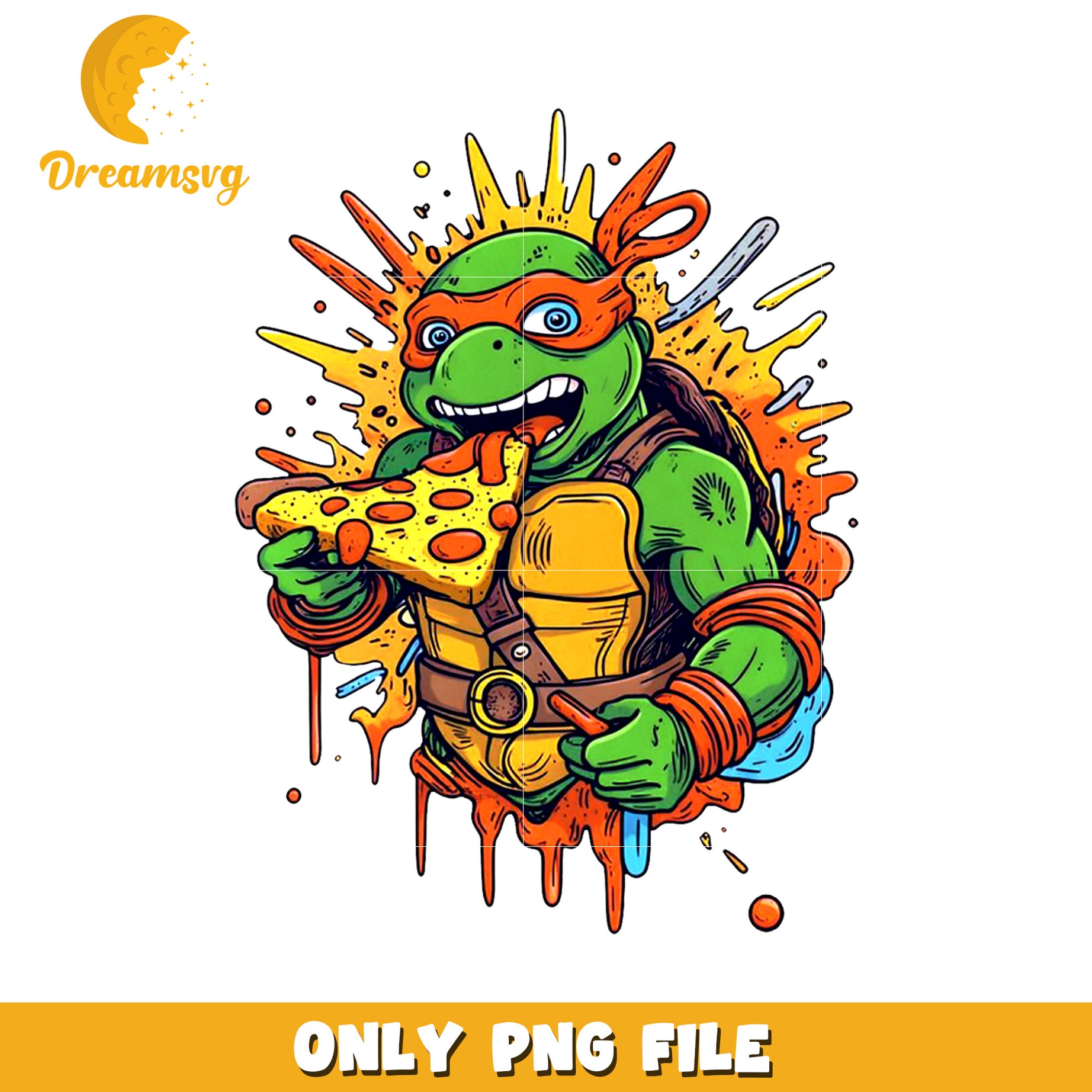Michelangelo eating pizza png, funny turtle png, ninja turtle png
