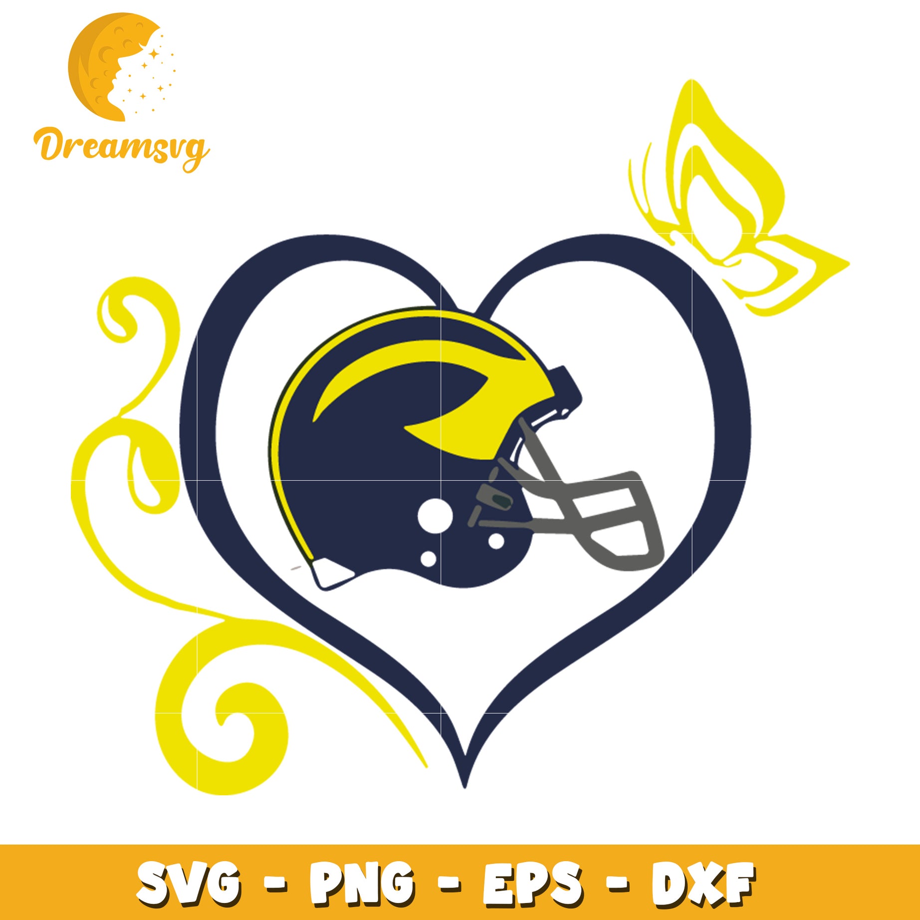 Michigan Football Heart SVG Cut File