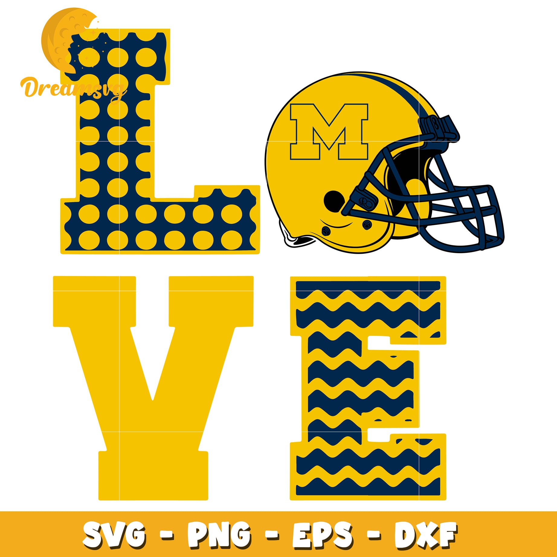 Michigan Football Love SVG Cut File