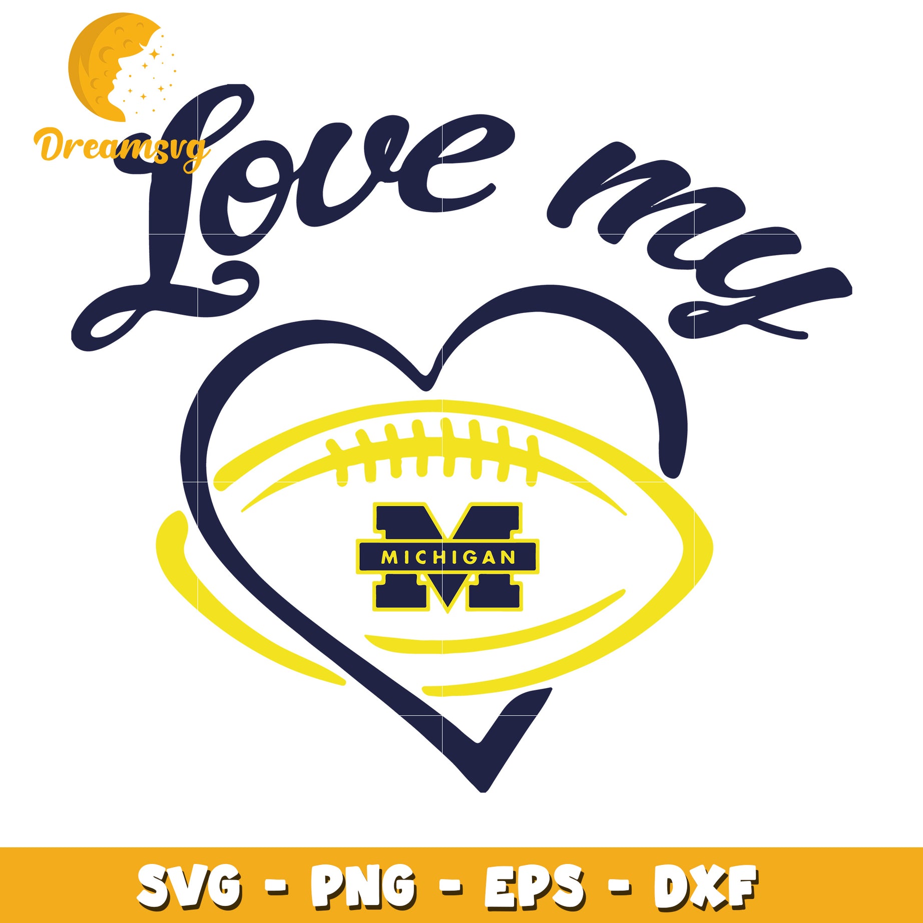 Michigan Football Love SVG PNG EPS DXF