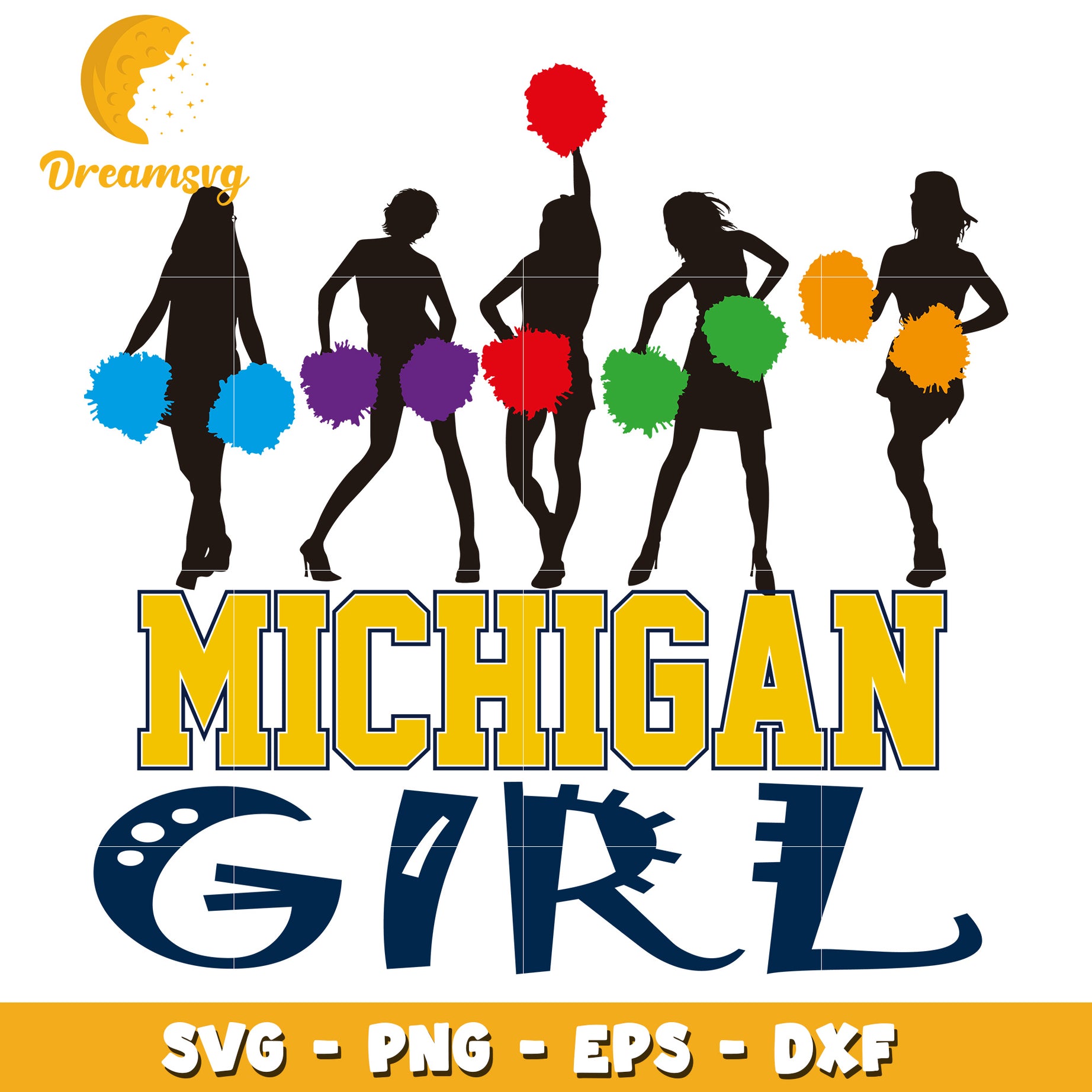 Michigan Girl Cheerleader SVG Cut File