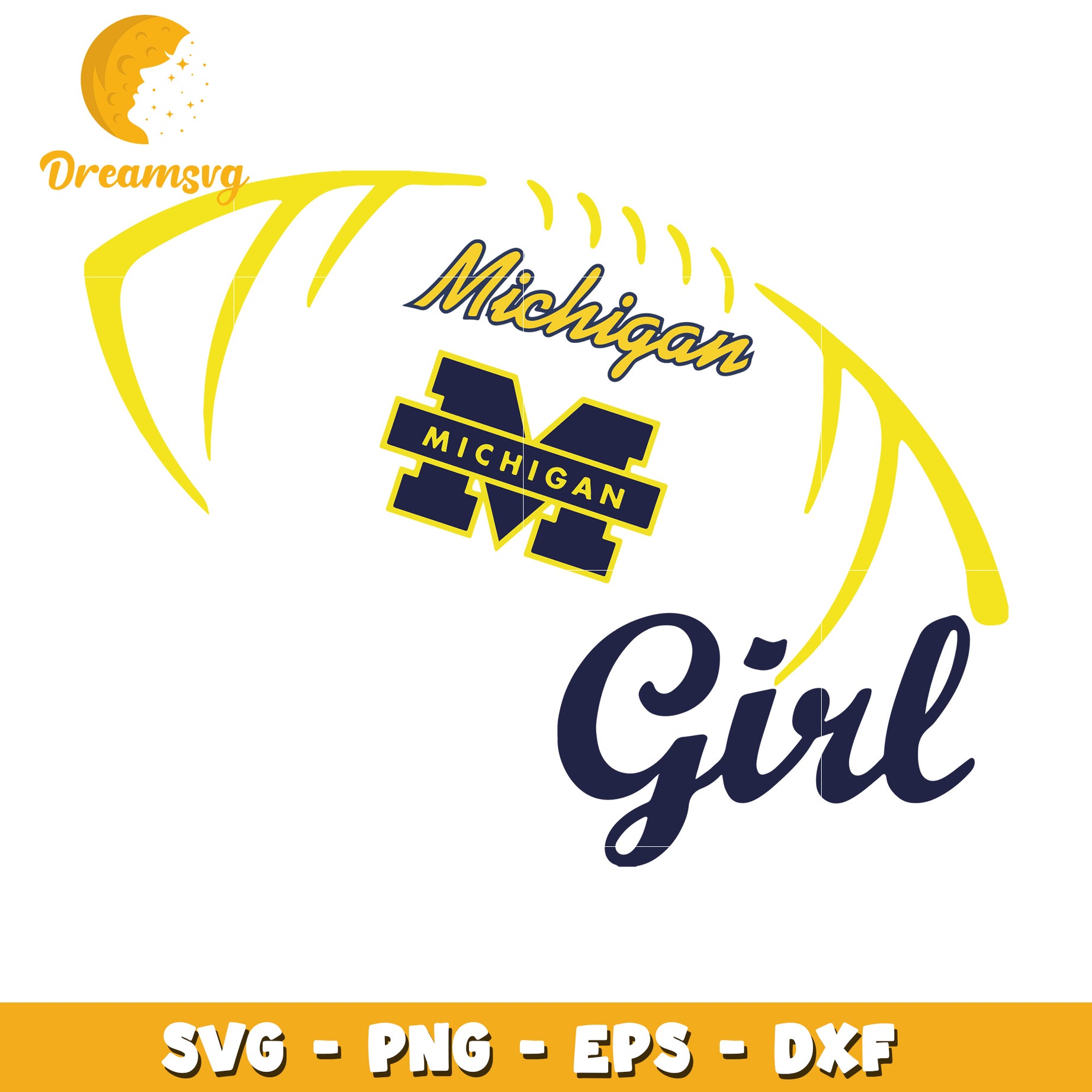 Michigan Girl Football SVG PNG EPS DXF