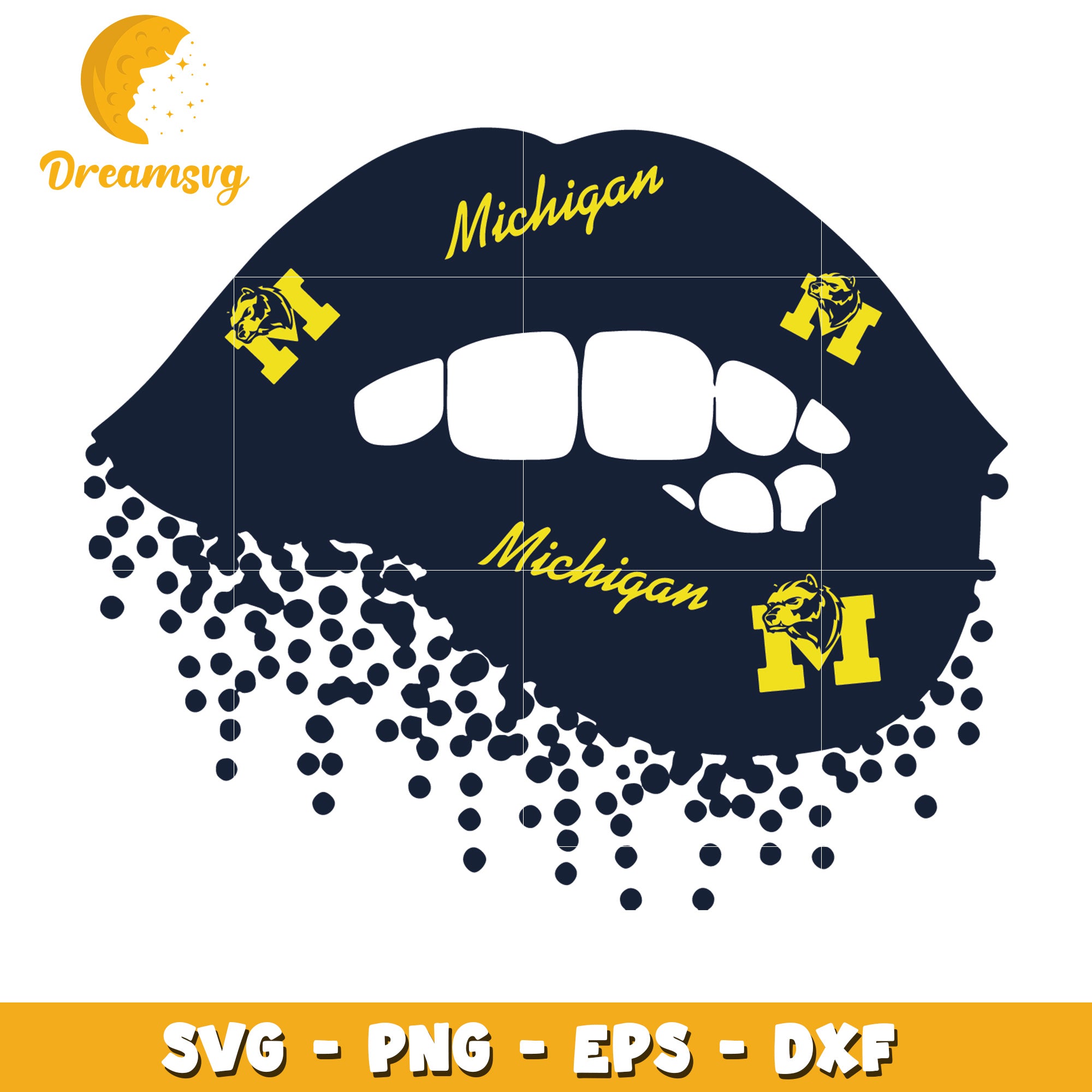 Michigan Lips SVG Cut File PNG EPS DXF