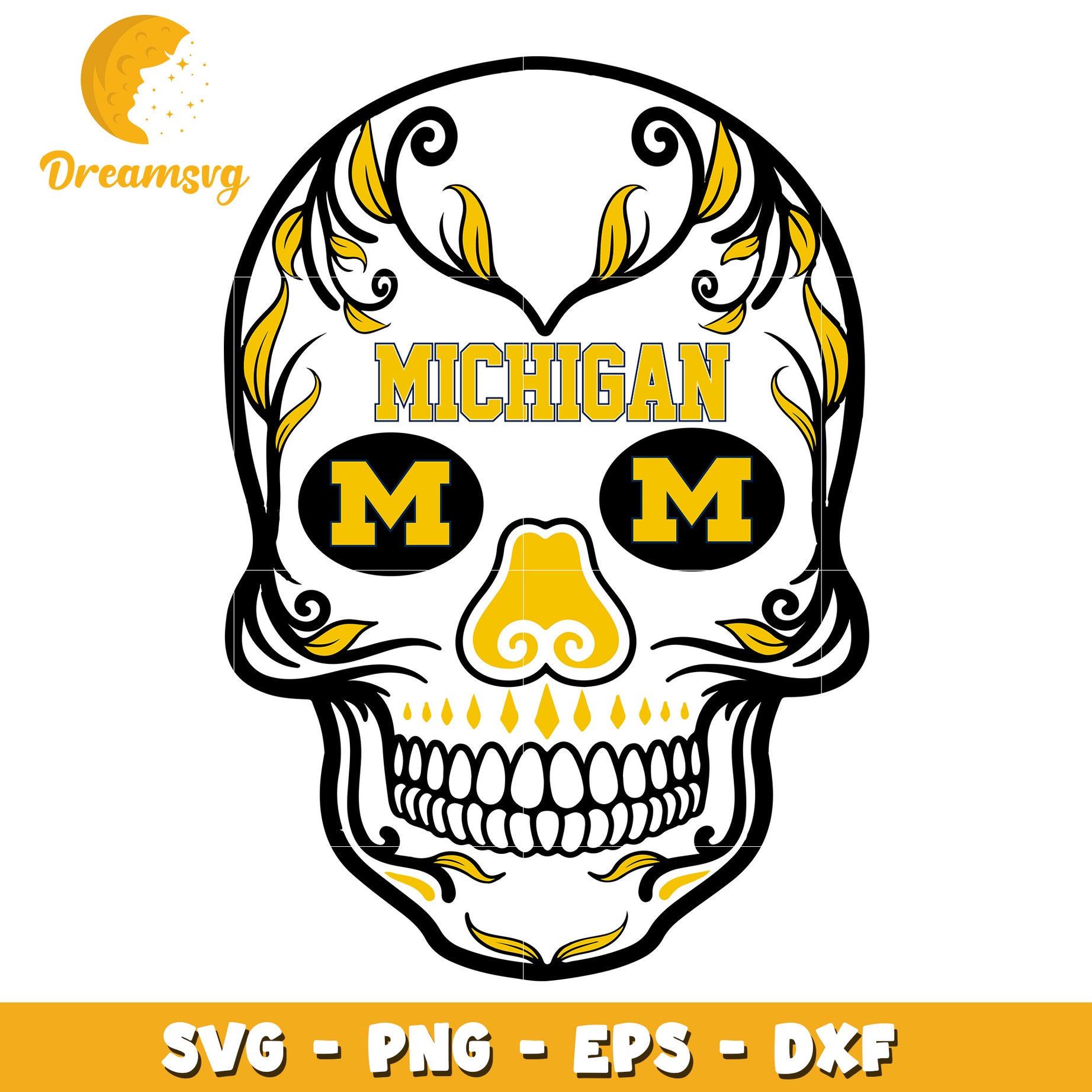 Michigan Mom Sugar Skull SVG Cut File