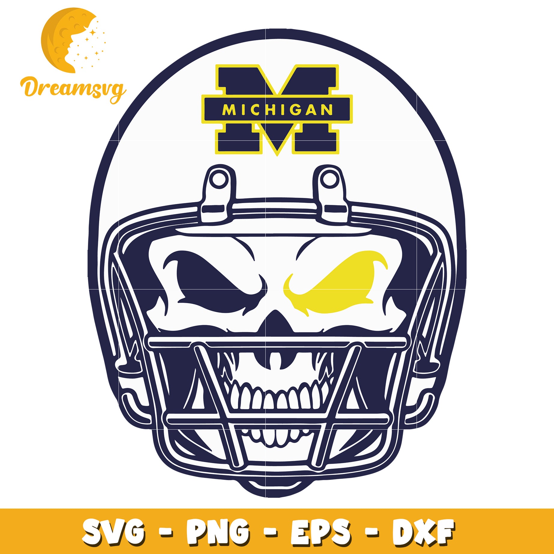 Michigan Skull Football Helmet SVG PNG EPS DXF