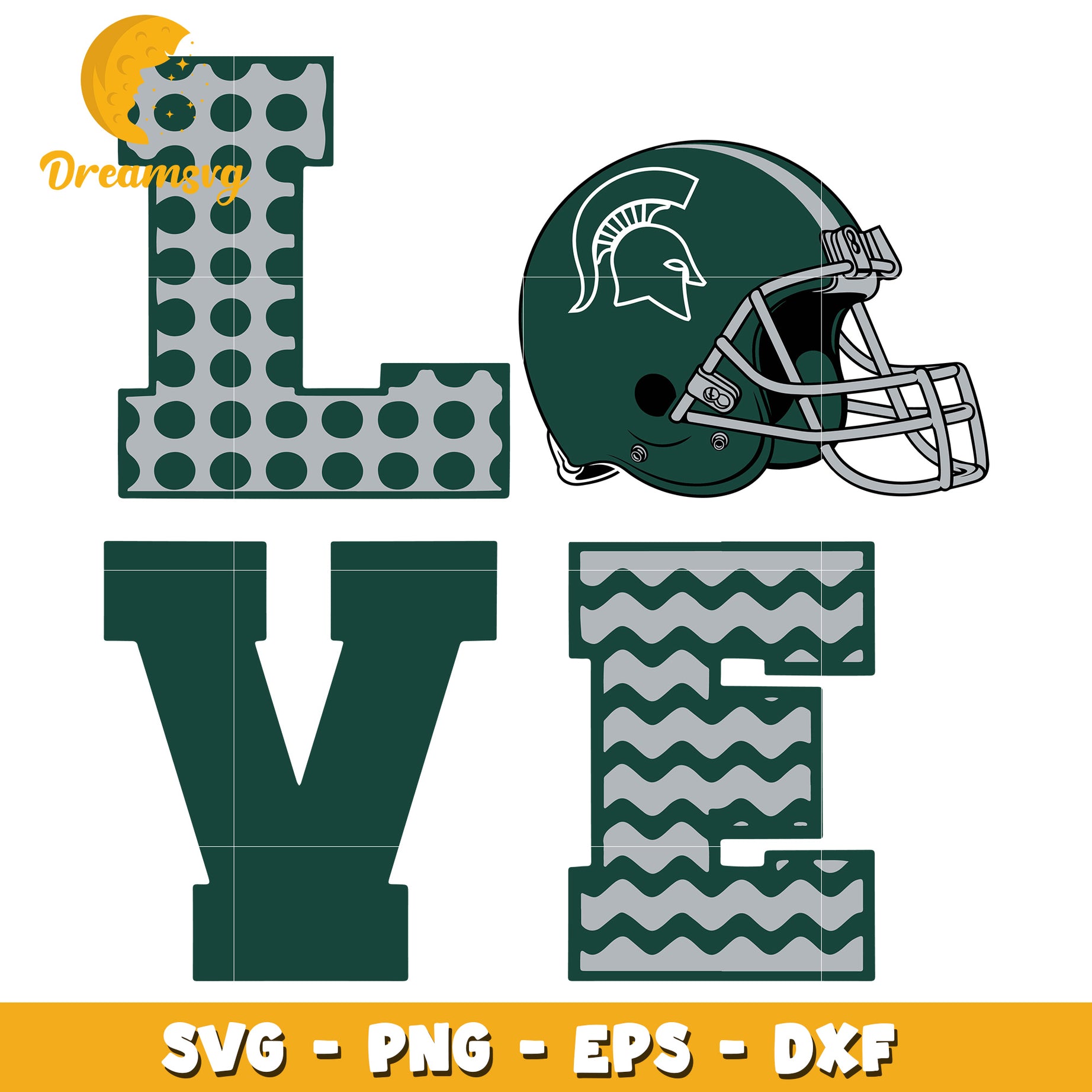 Michigan State Football Love SVG PNG EPS DXF