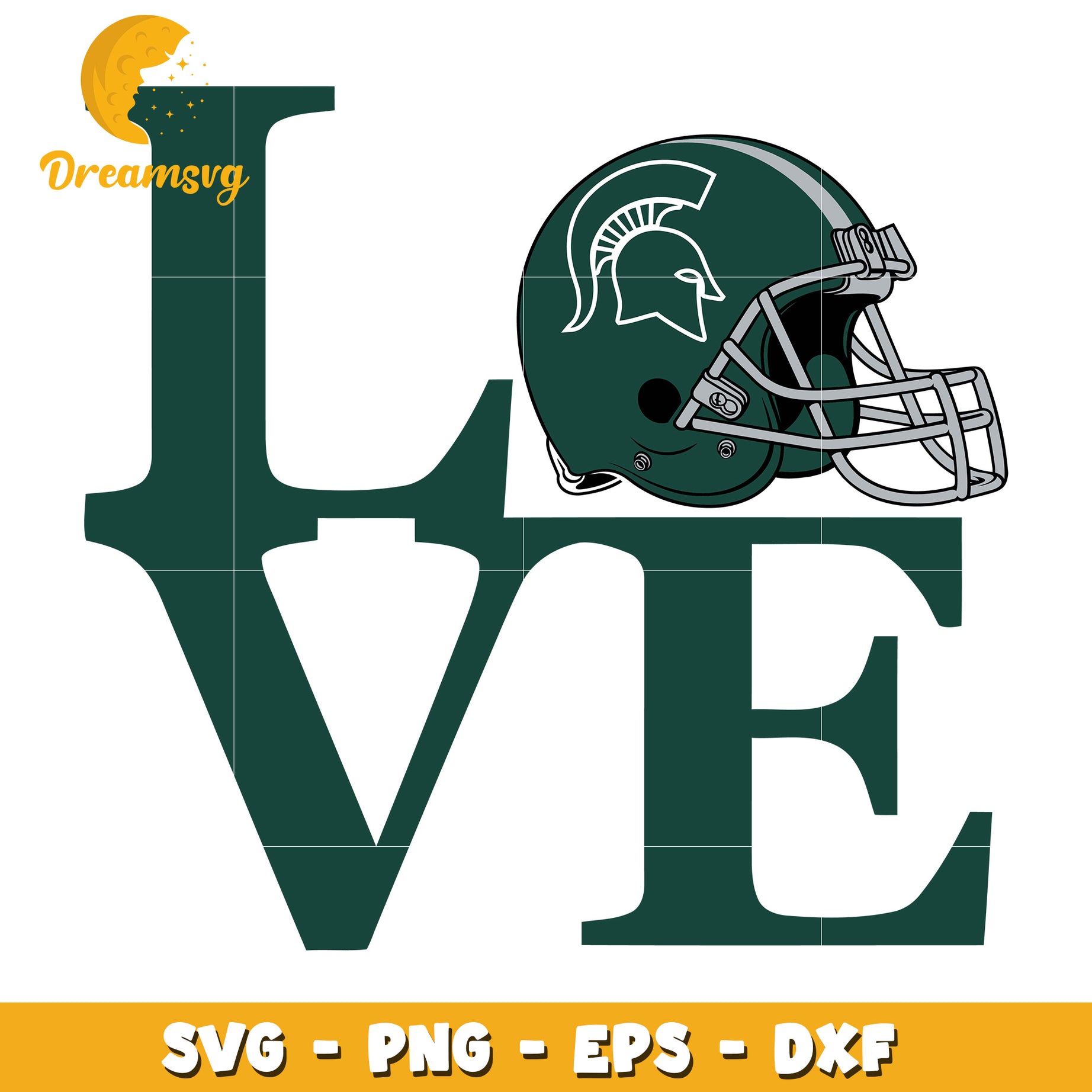 Michigan State Helmet Love SVG Cut File