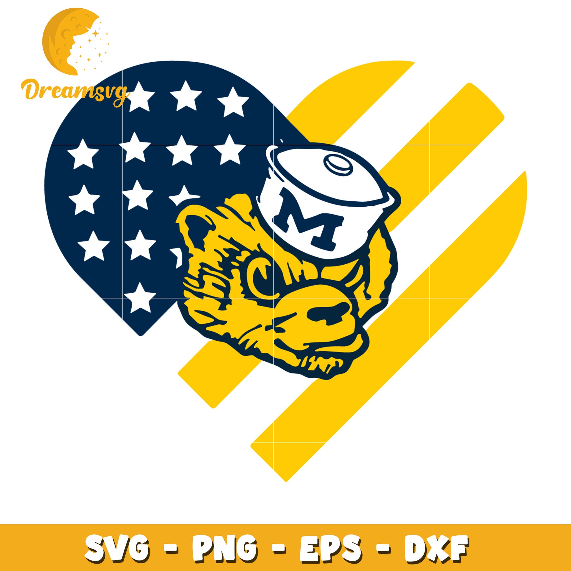 Michigan Wolverines Heart SVG PNG EPS DXF