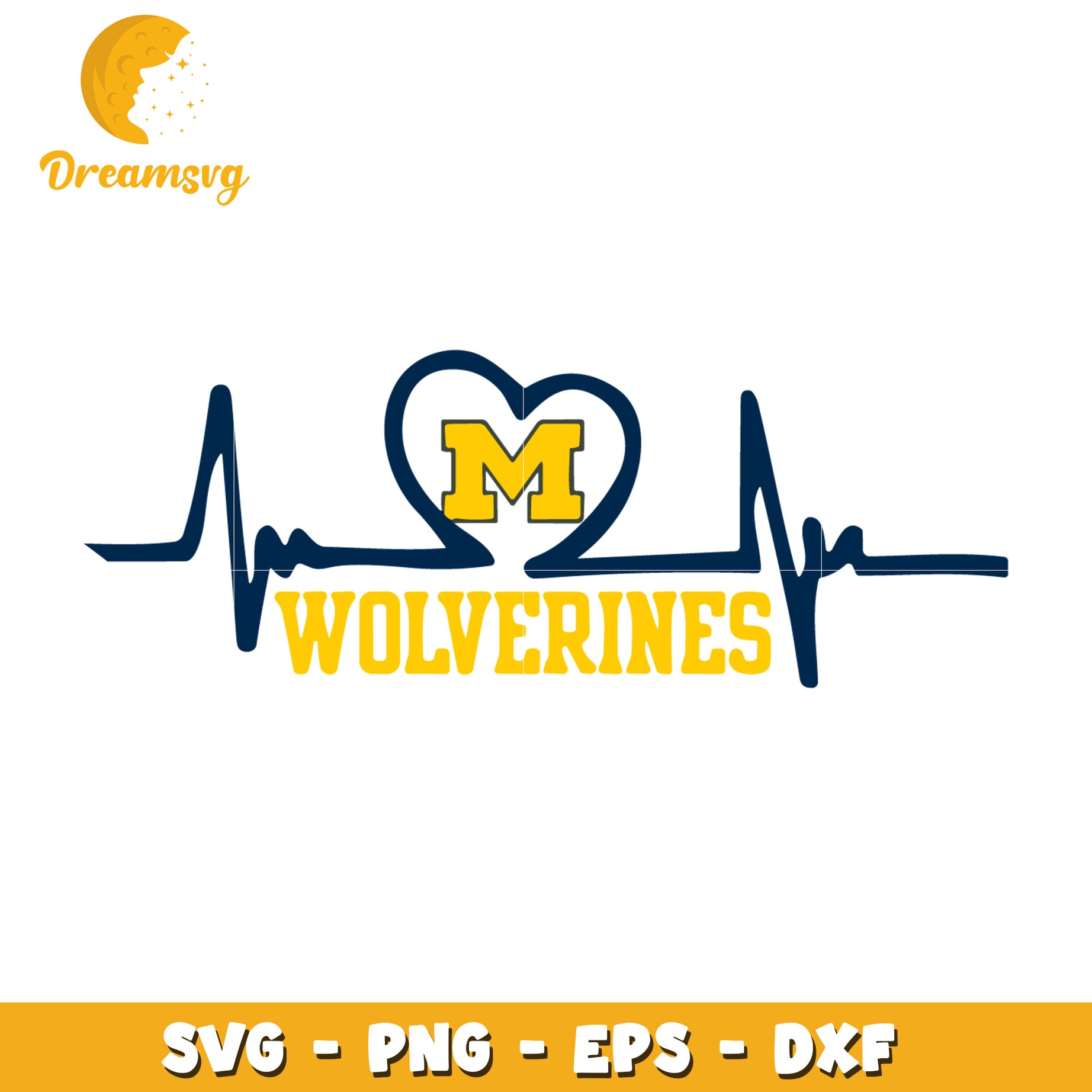 Michigan Wolverines Heartbeat SVG Cut File