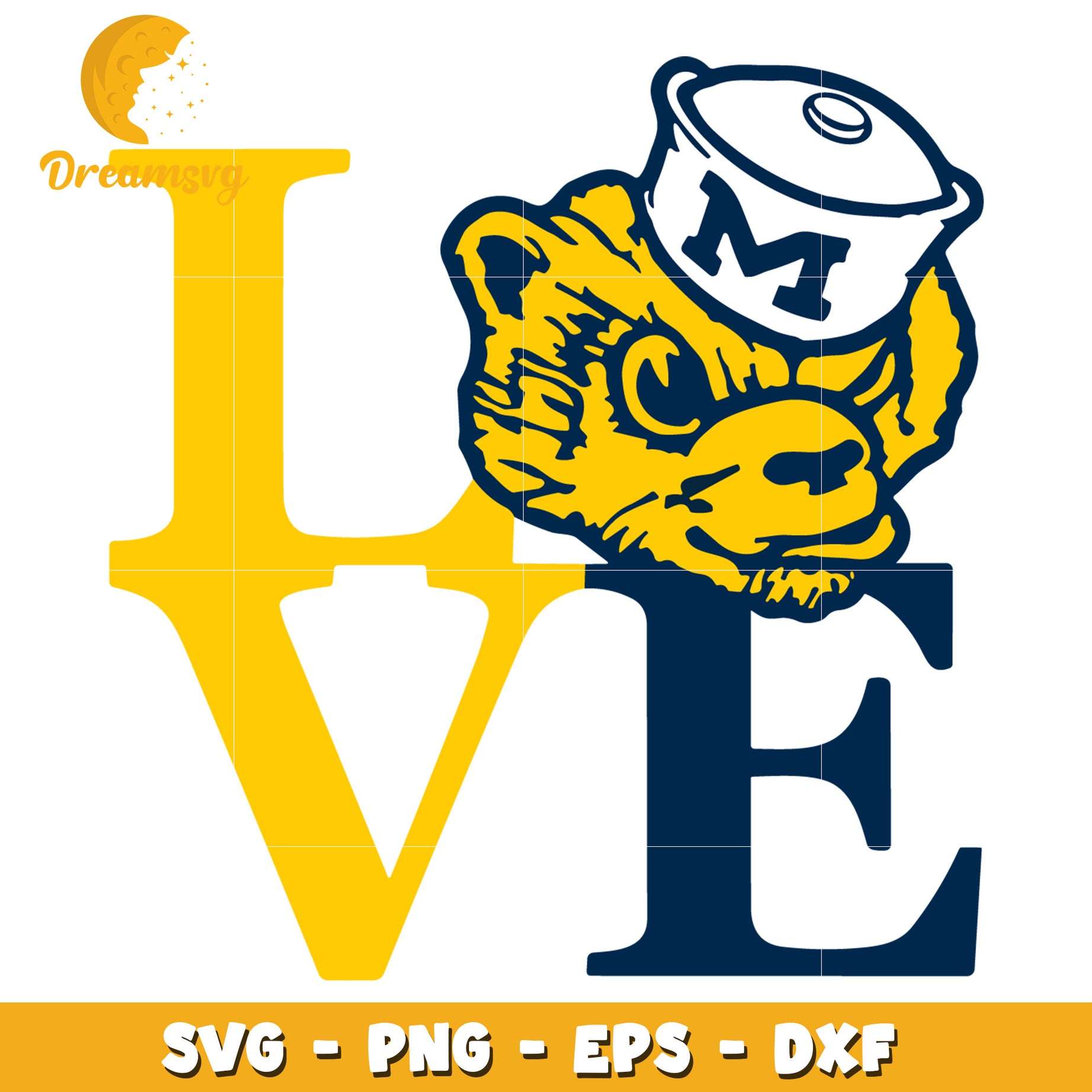 Michigan Wolverines Love SVG Cut File