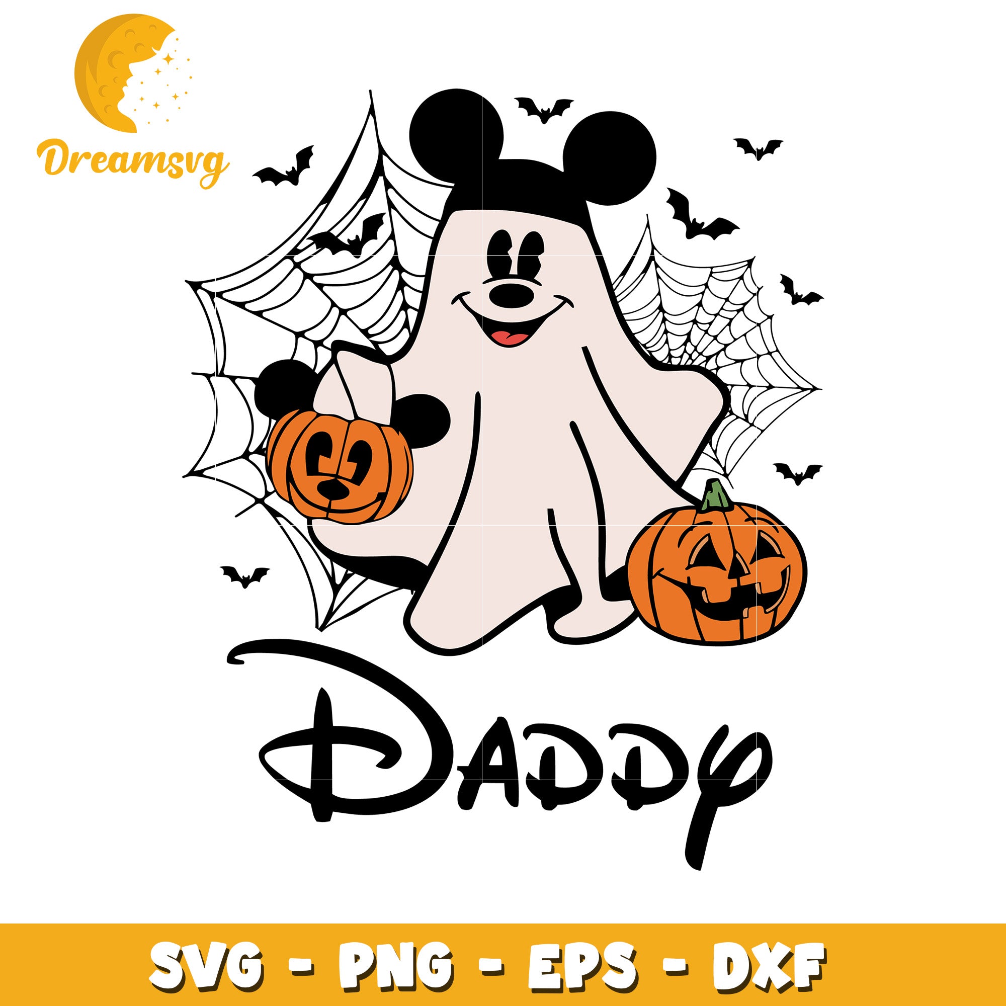 Micket daddy halloween ghost svg, Disney friends halloween vibes svg