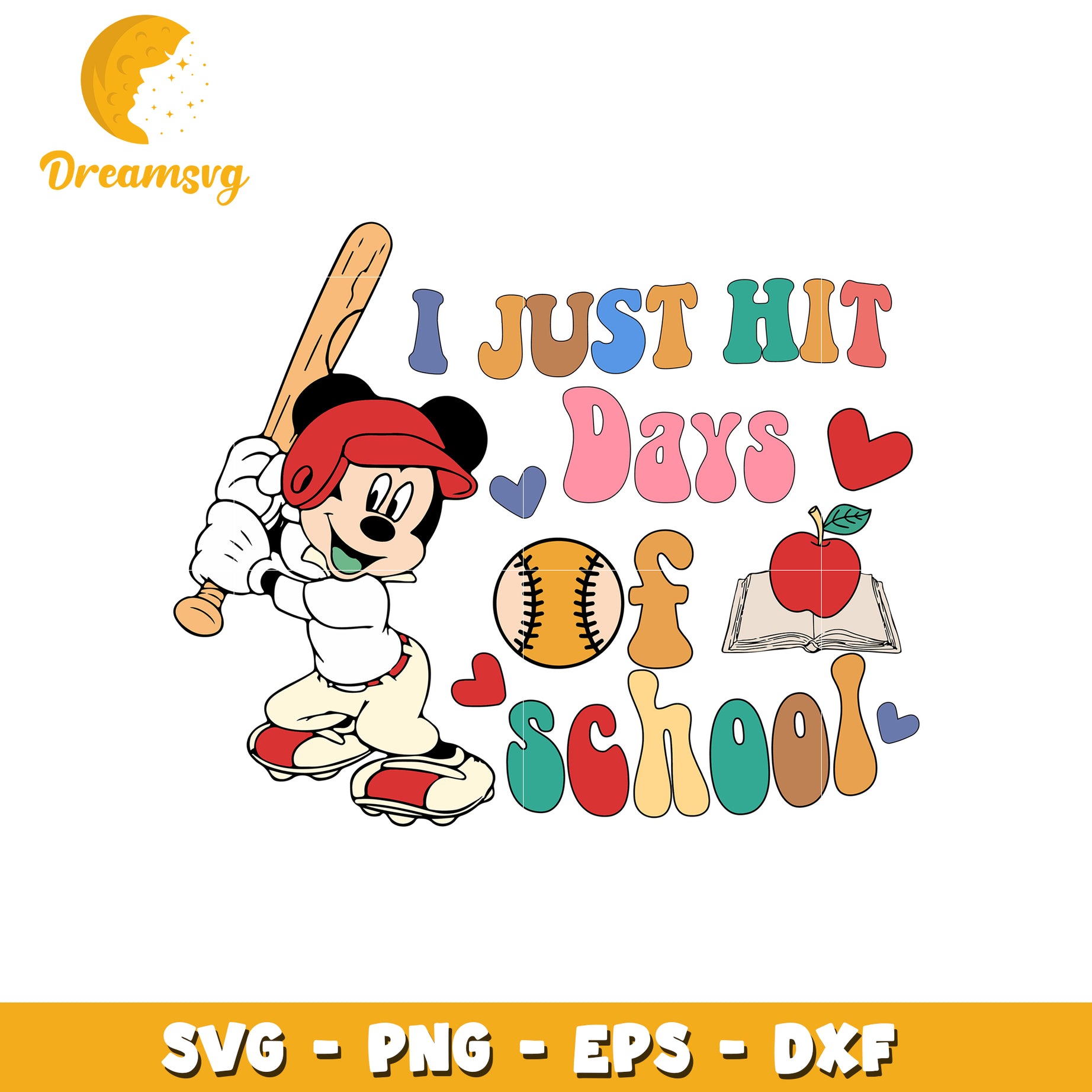 Mickey Baseball Back To School SVG