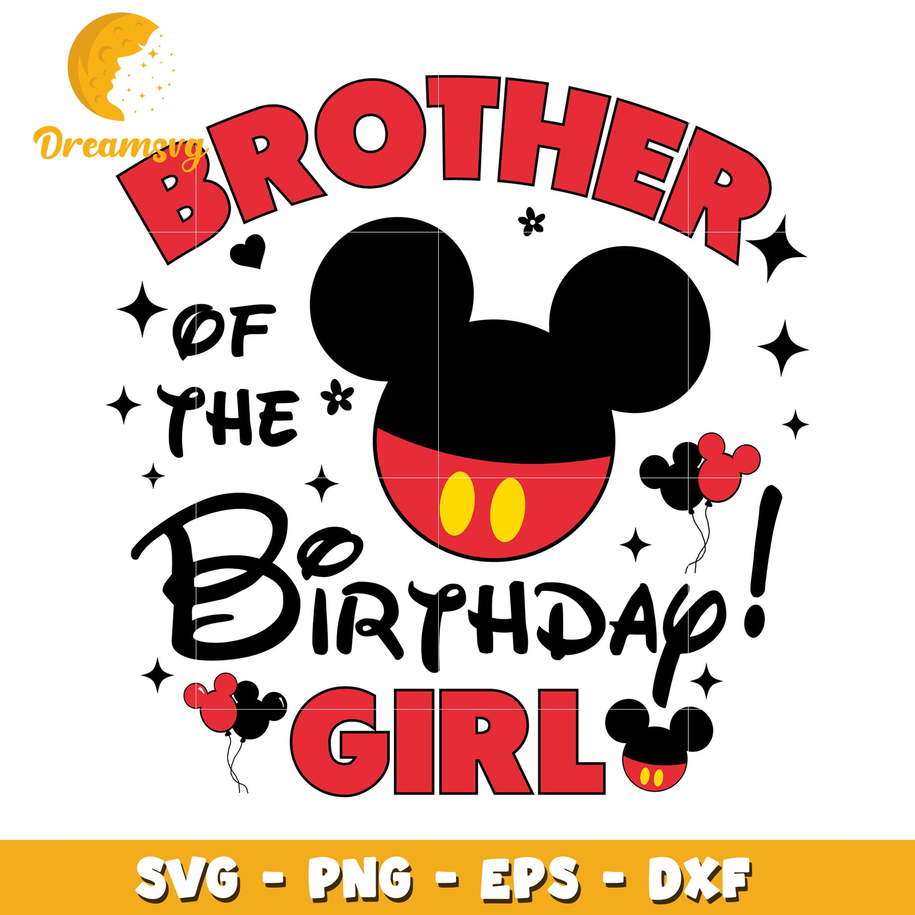 Mickey Birthday Girl Brother SVG Cut File