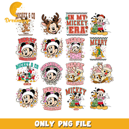 Mickey Christmas PNG Bundle Retro Designs