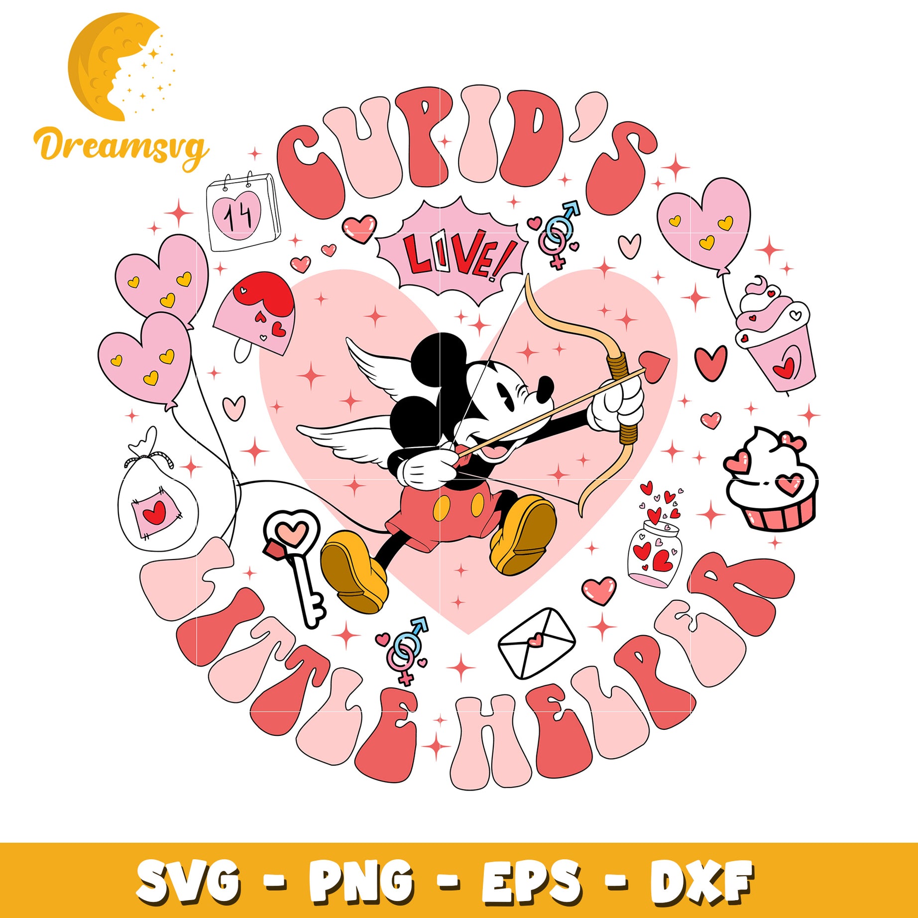 Mickey Cupid Valentines SVG PNG EPS DXF