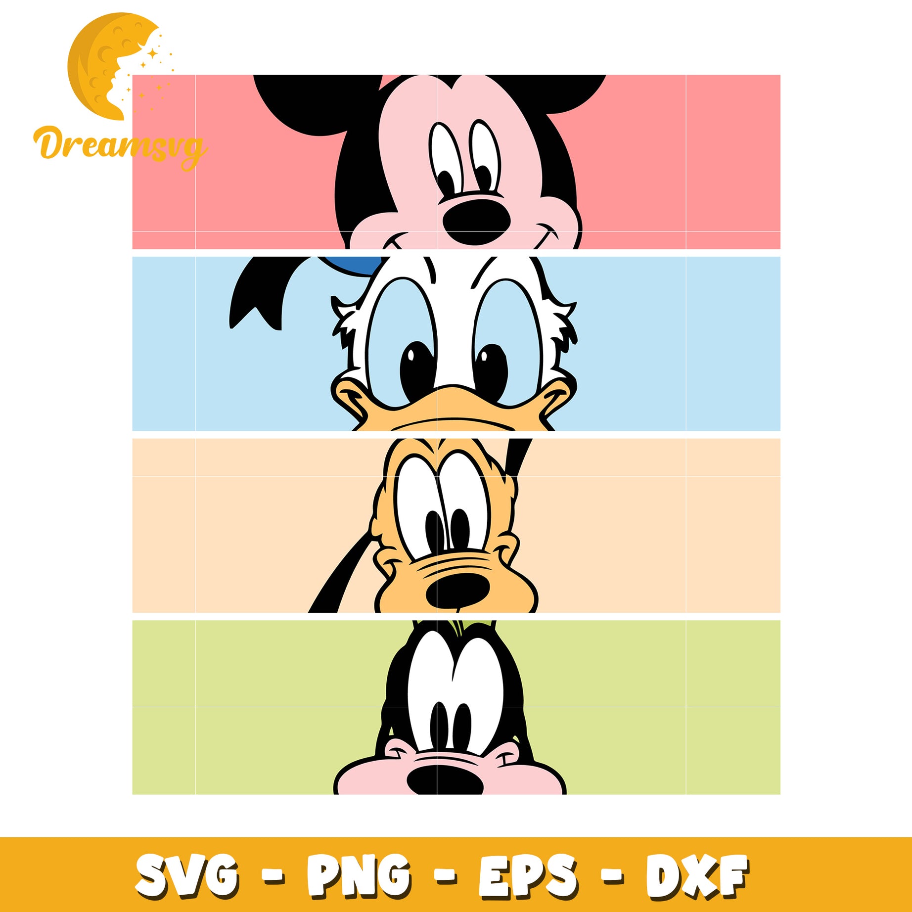 Mickey Donald Pluto and Goofy SVG Clipart for Craft Projects