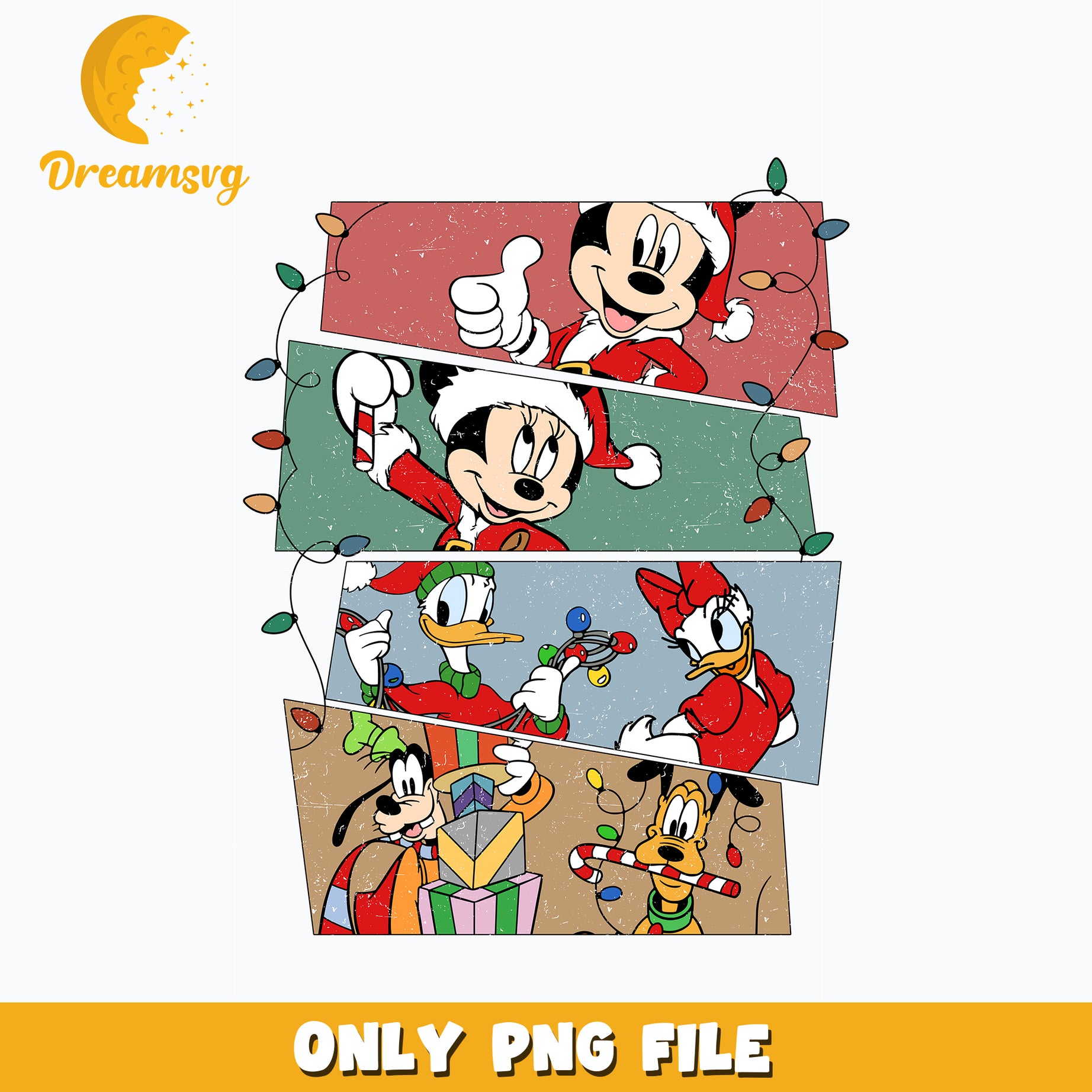 Mickey Family Retro Christmas png