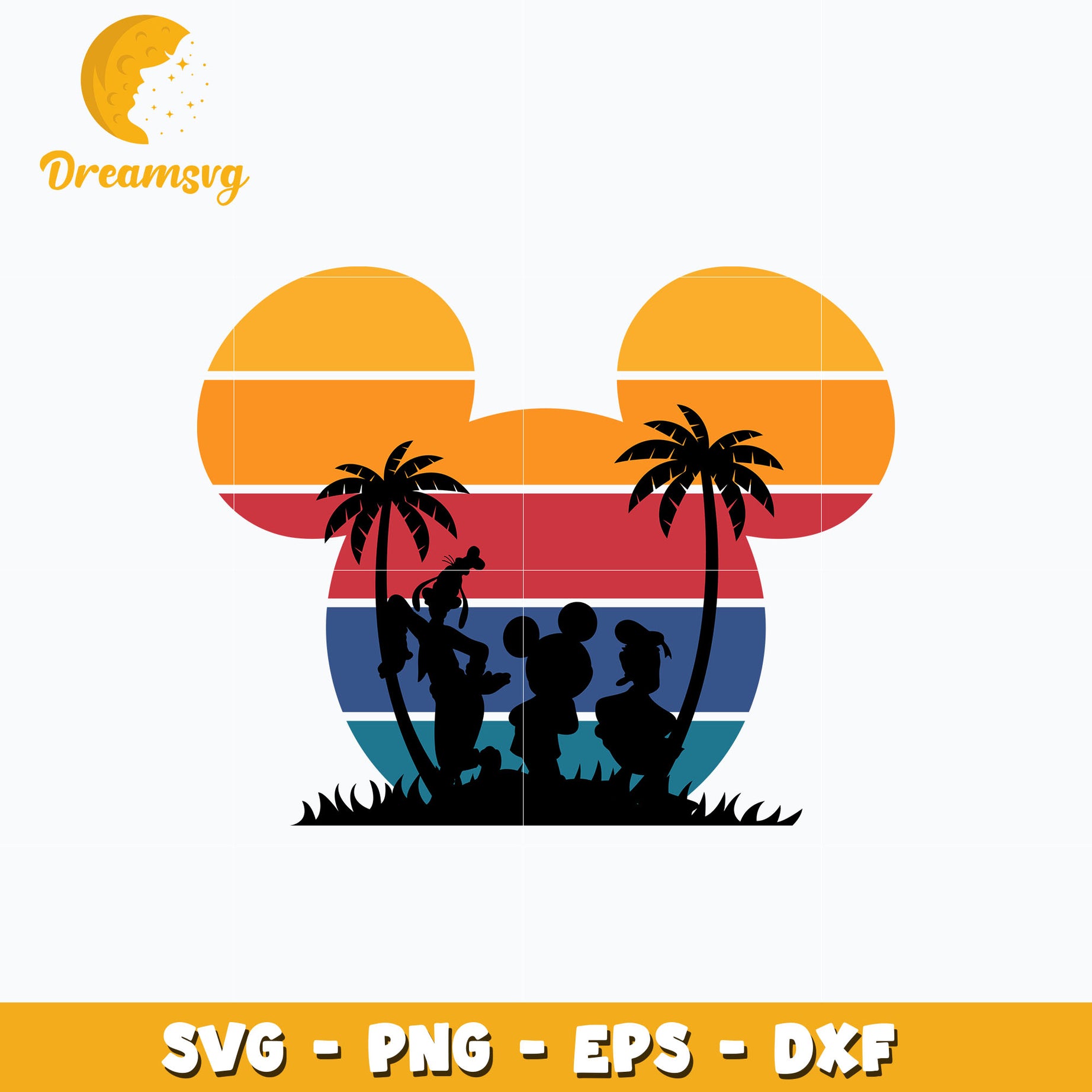 Mickey Head Summer Palm Tree svg, digital download