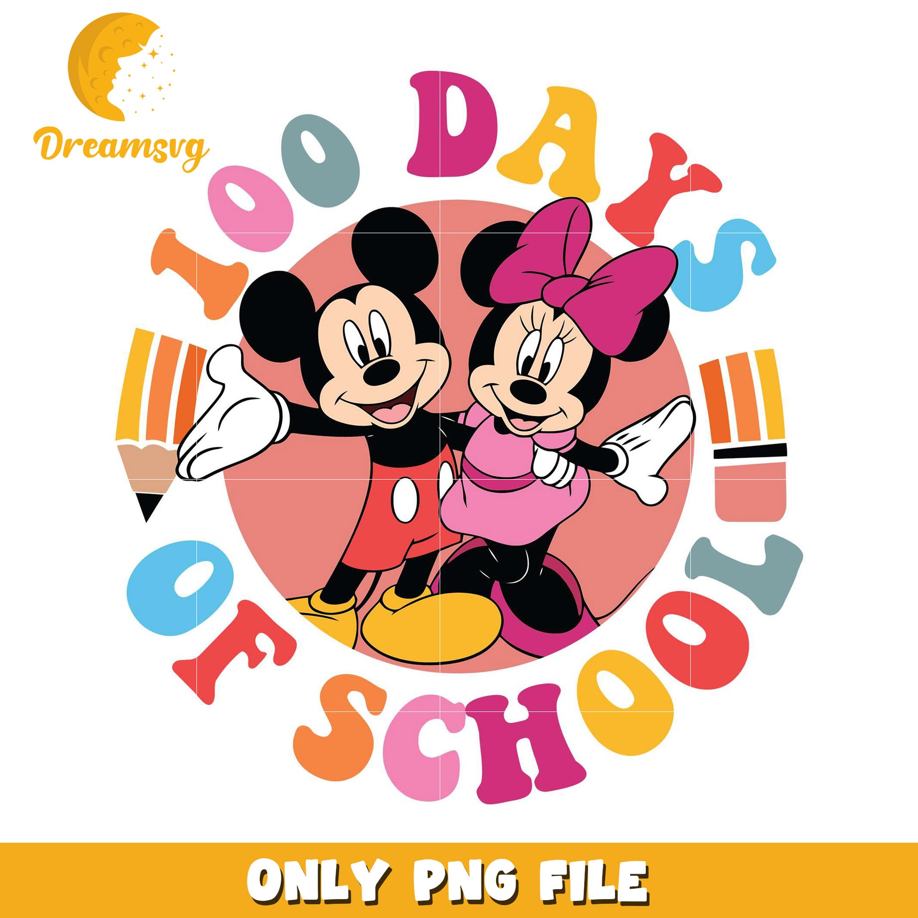 Mickey Minnie 100 Days School PNG