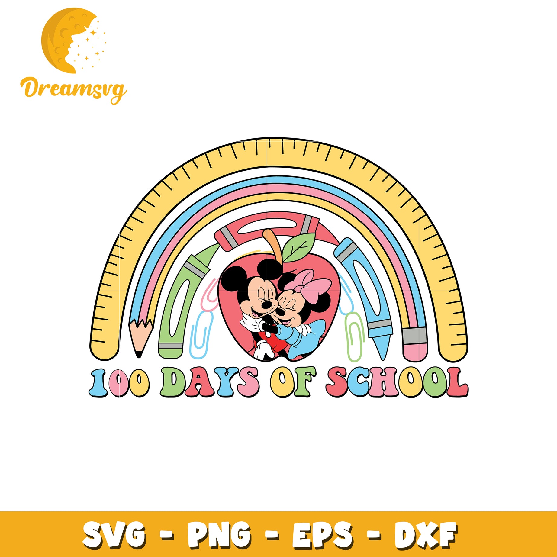 Mickey Minnie 100 Days School SVG