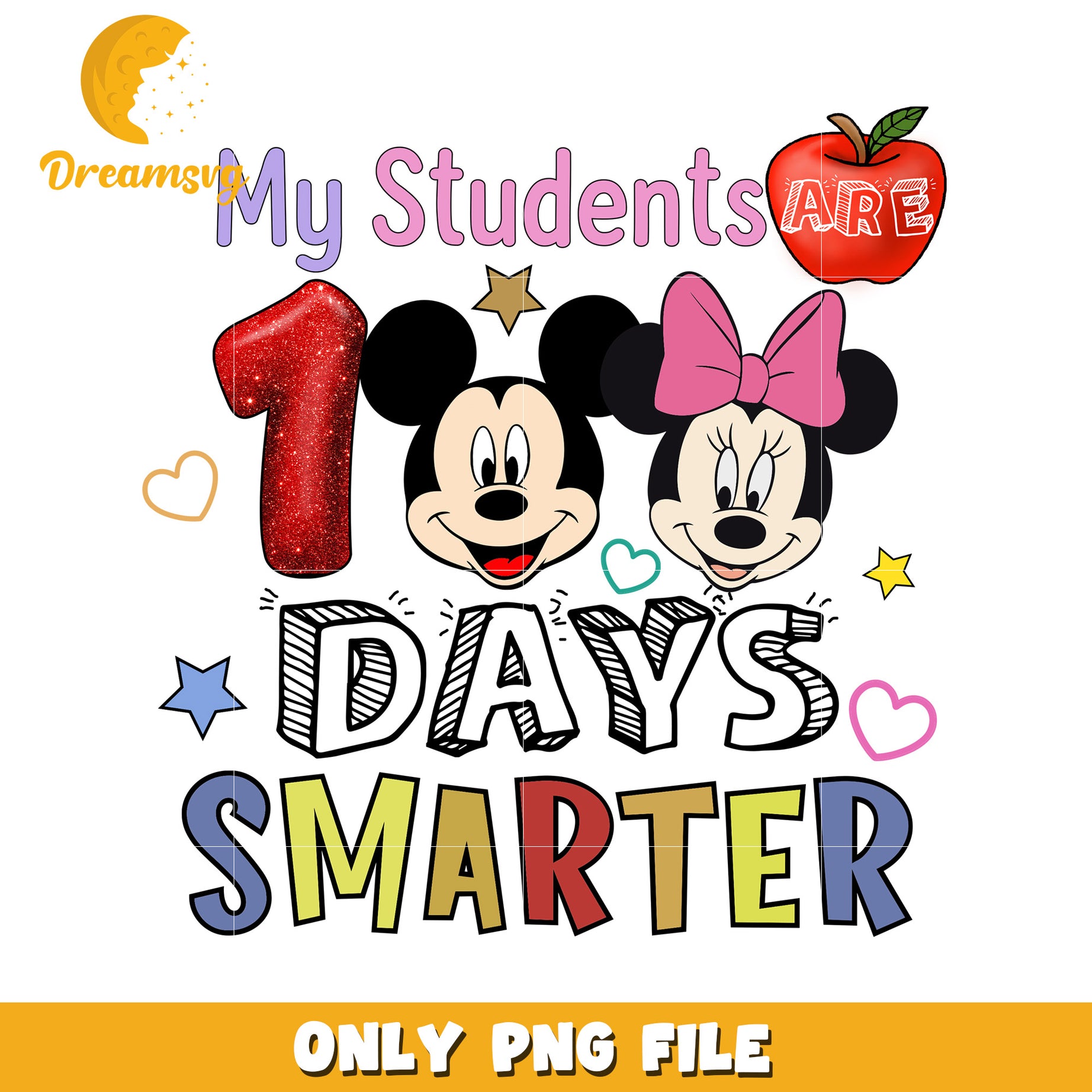 Mickey Minnie 100 Days Smarter PNG