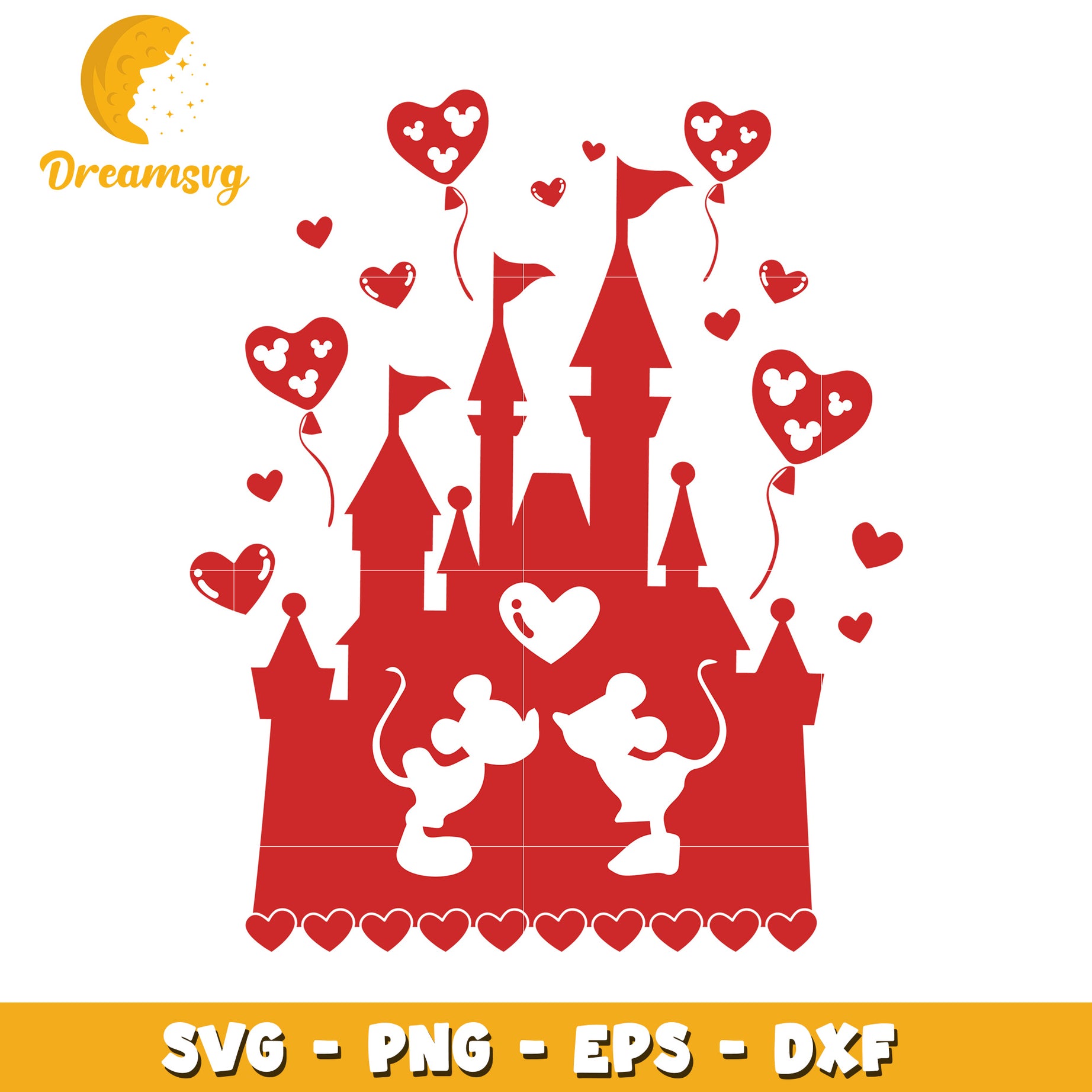 Mickey Minnie Castle SVG Valentine Cut File