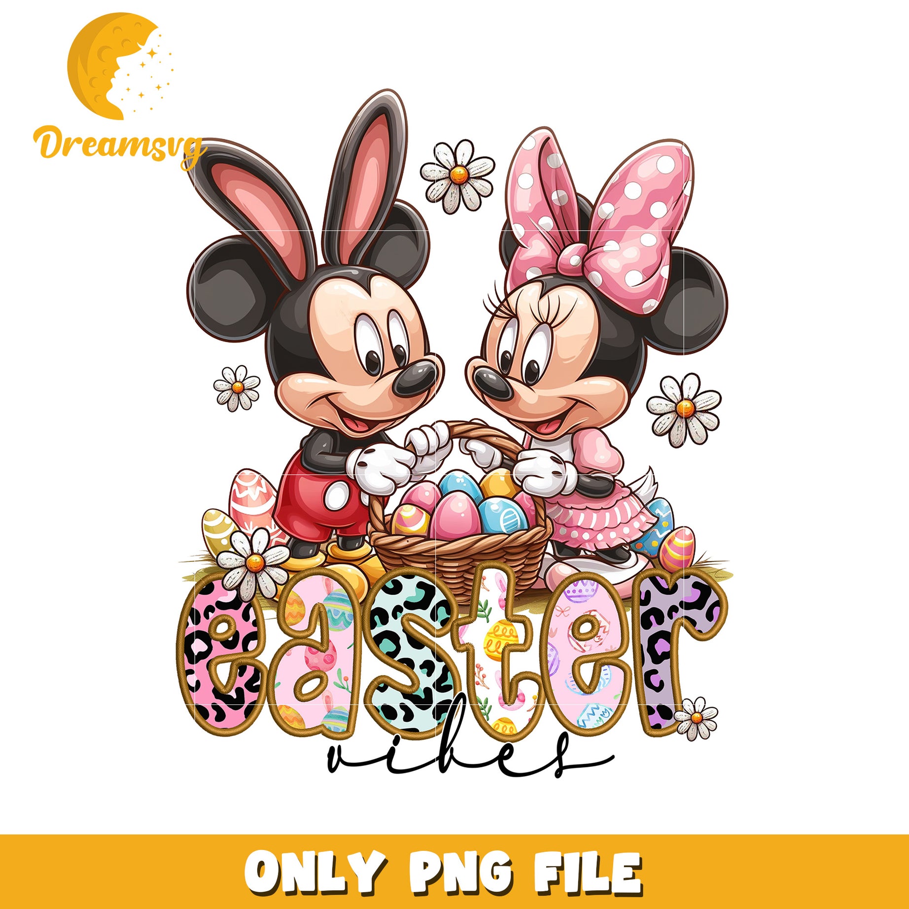 Mickey Minnie Easter PNG Design