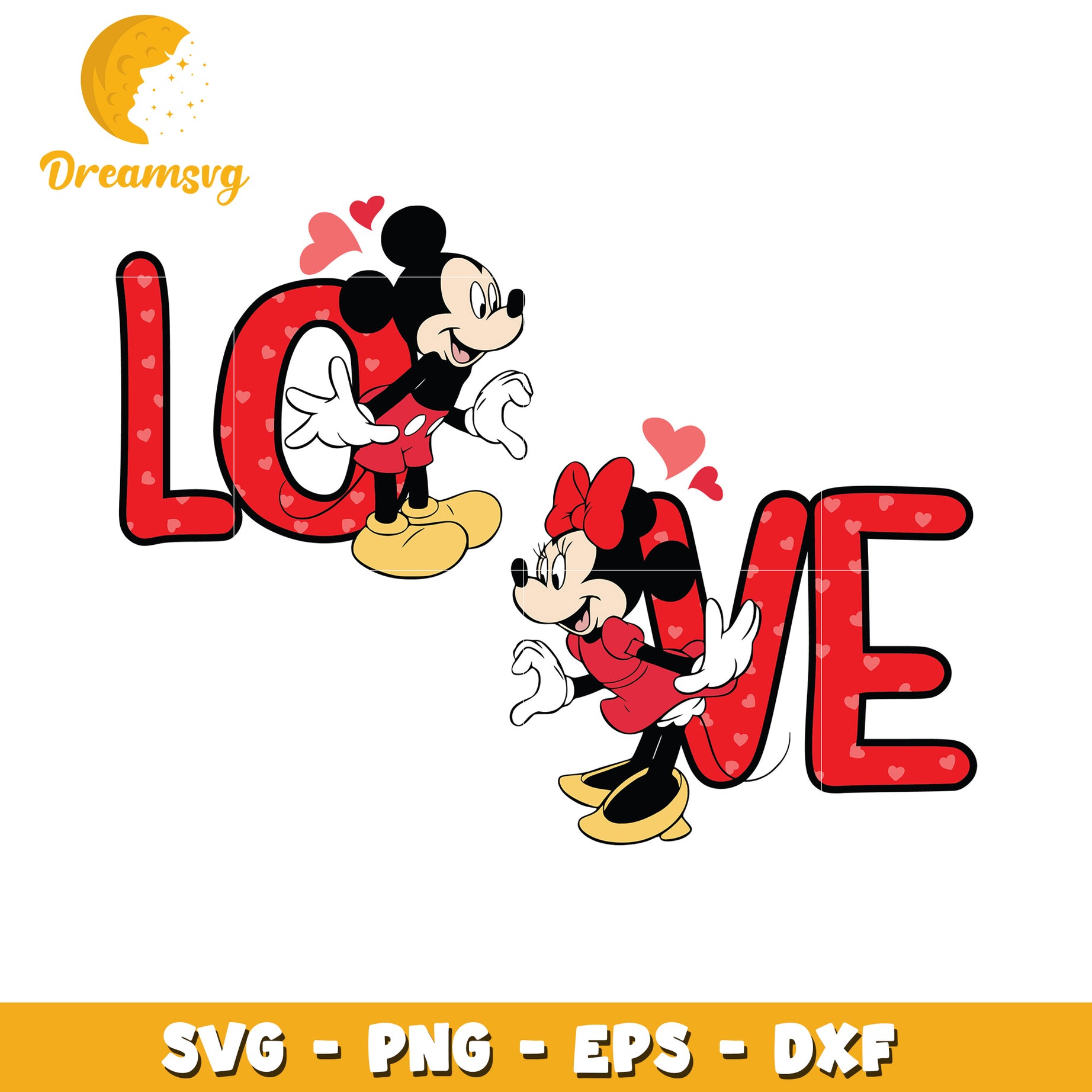 Mickey Minnie Love SVG PNG EPS DXF