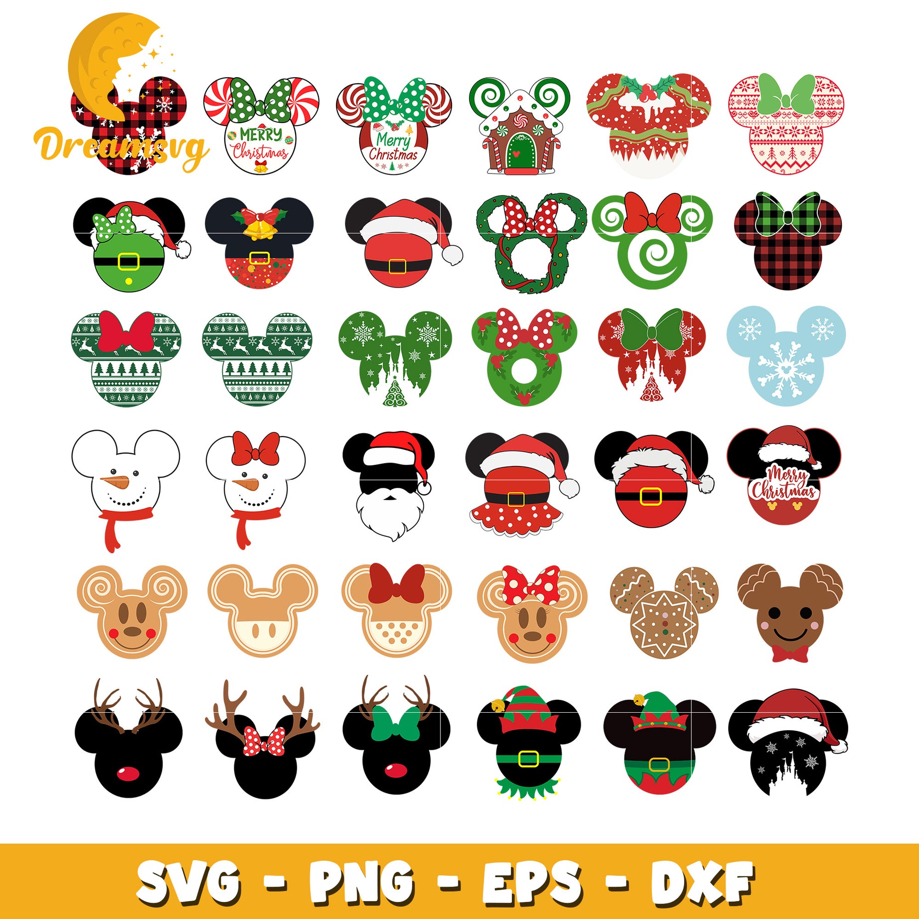 Disney mouse head christmas design bundle svg, christmas mickey mouse head​ svg