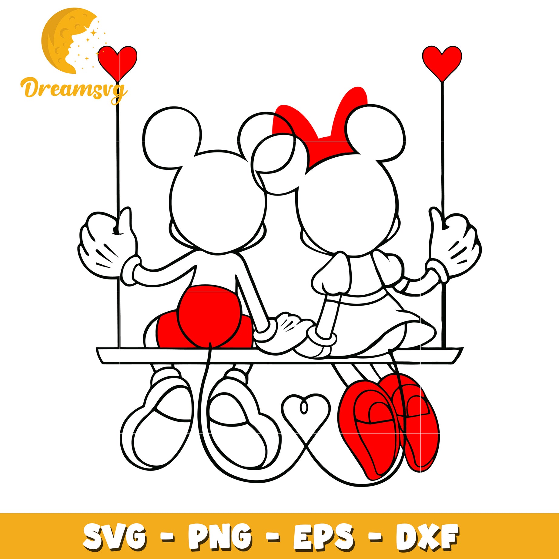 Mickey Minnie Mouse Swing SVG Cut File