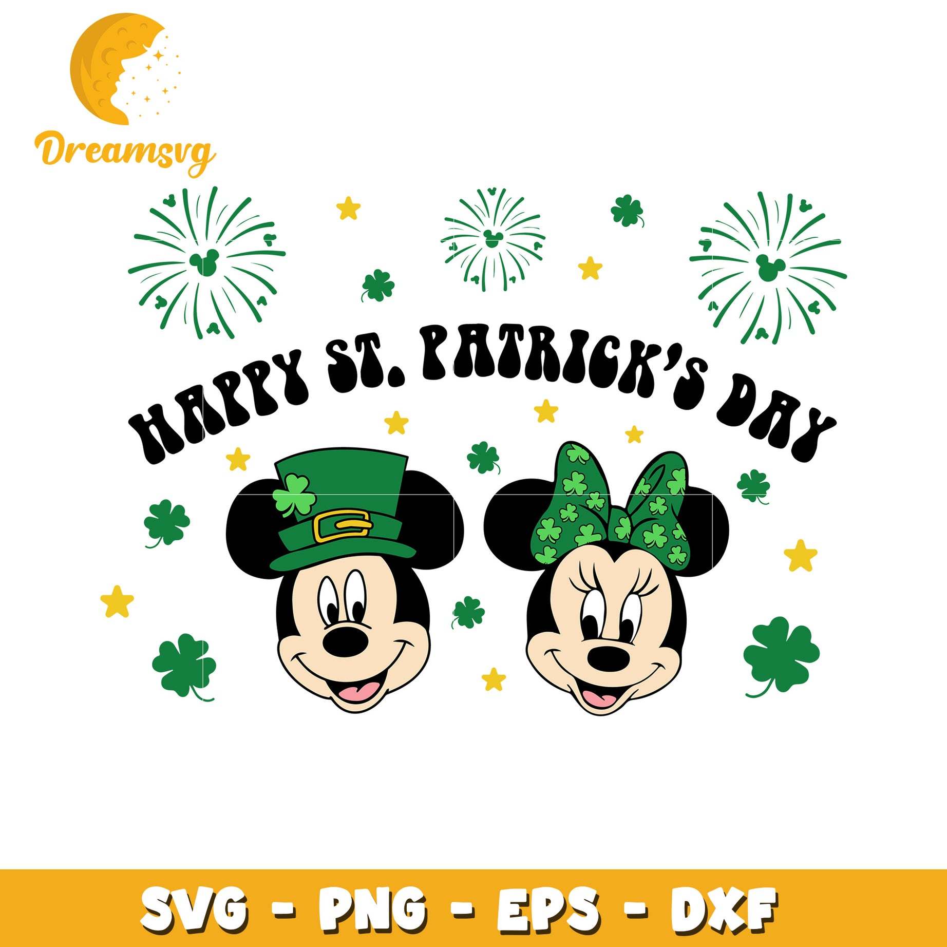 Mickey Minnie St Patricks Day SVG PNG EPS DXF