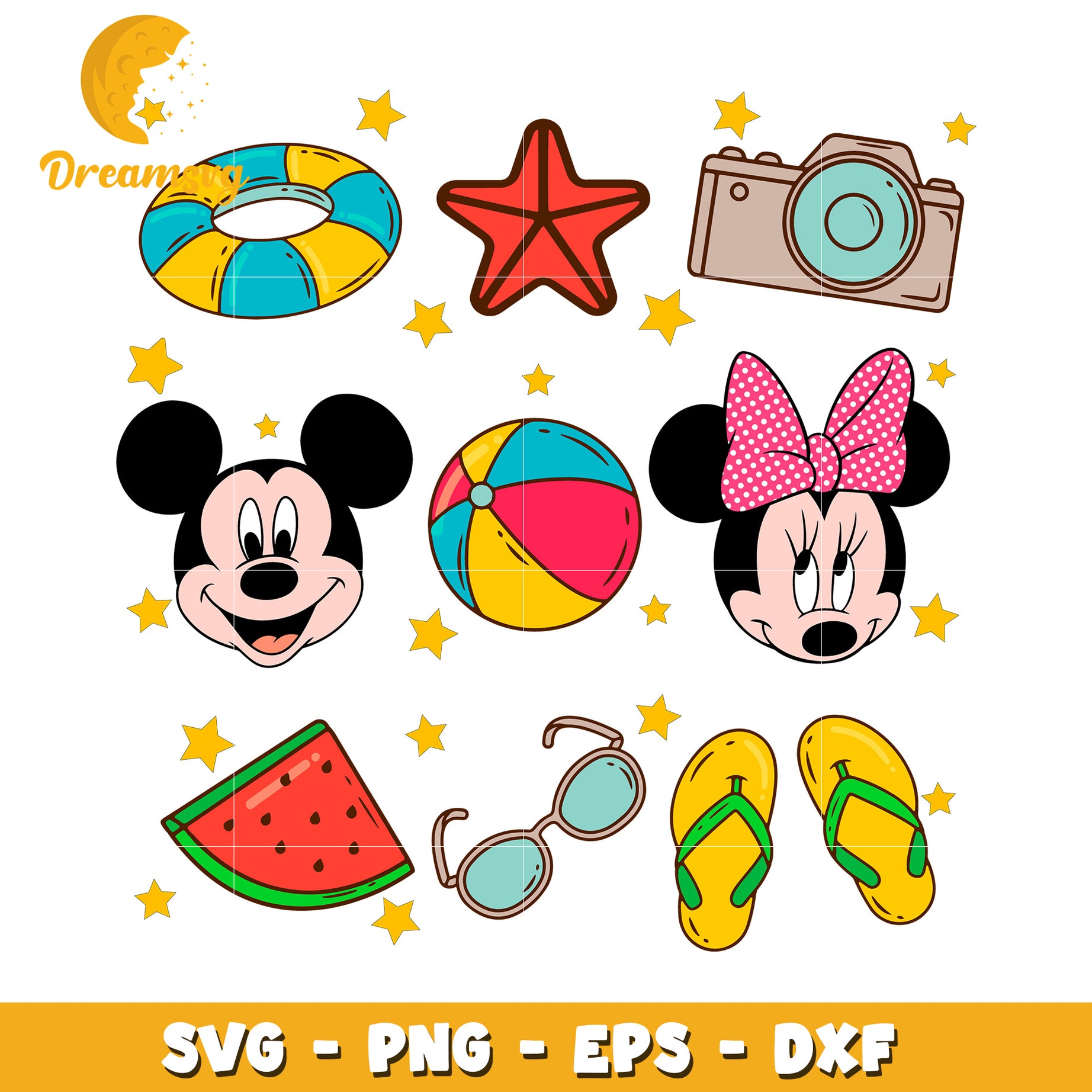 Mickey Minnie Summer SVG Bundle PNG EPS DXF