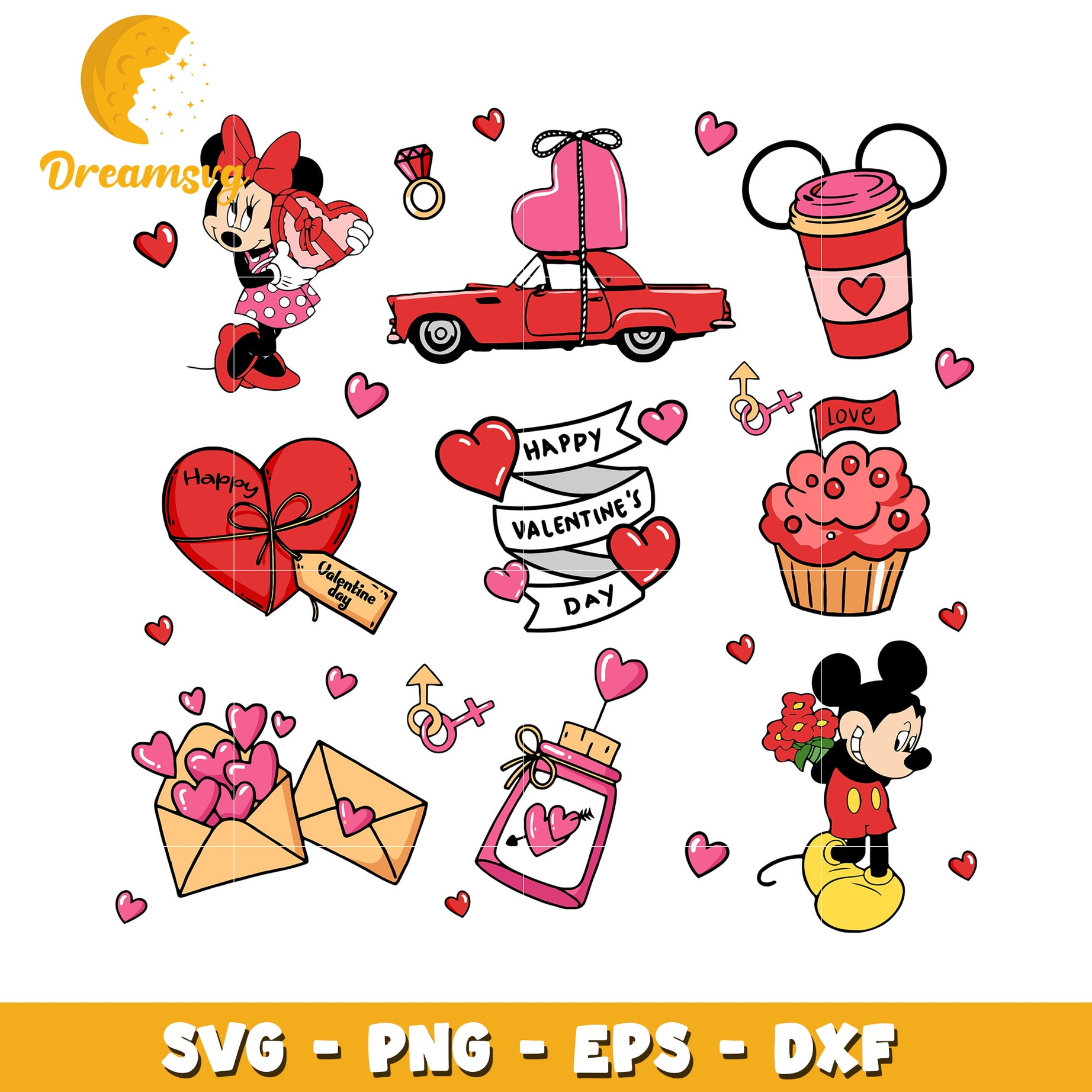 Mickey Minnie Valentines SVG PNG EPS DXF