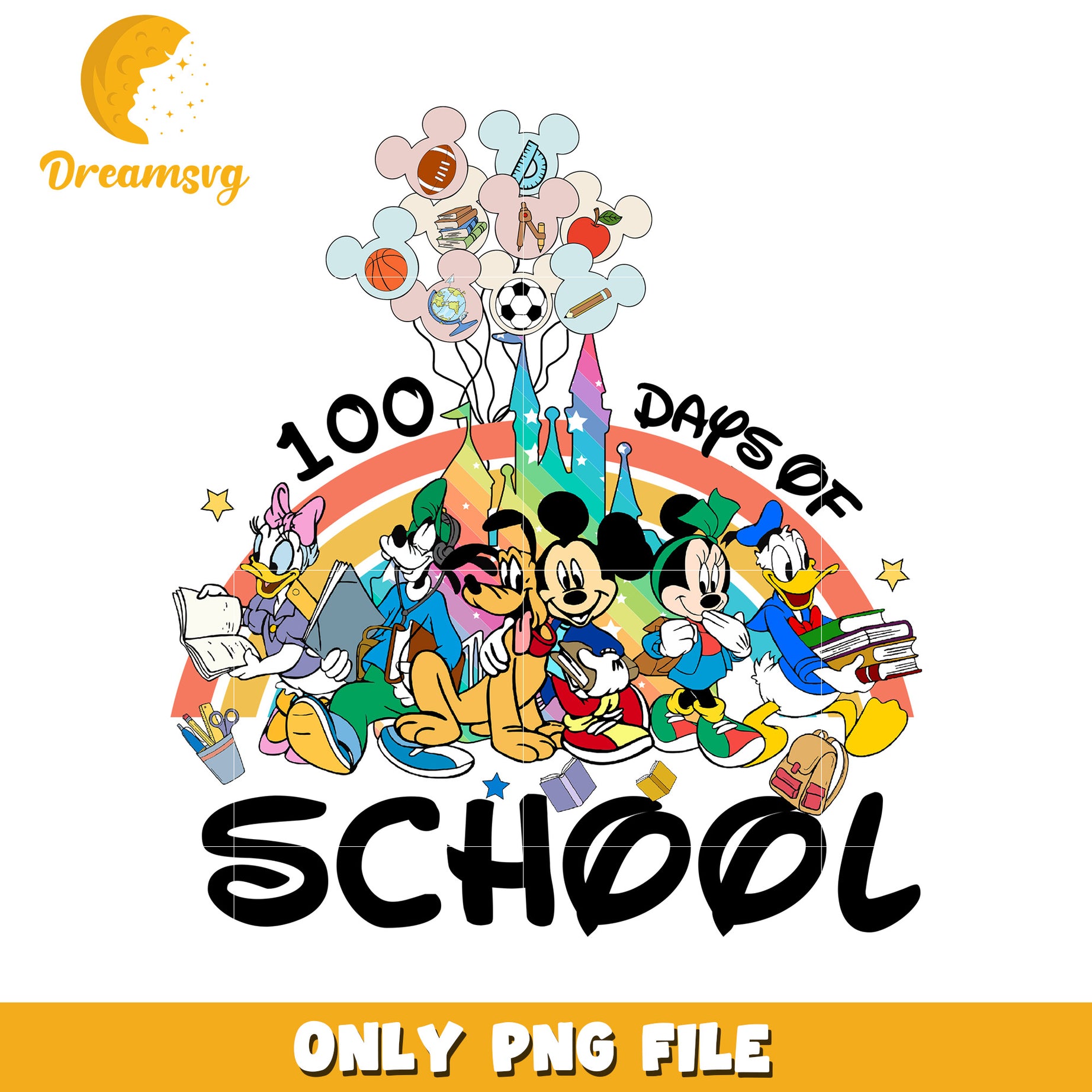 Mickey Mouse 100 Days of School PNG Graphic Design File