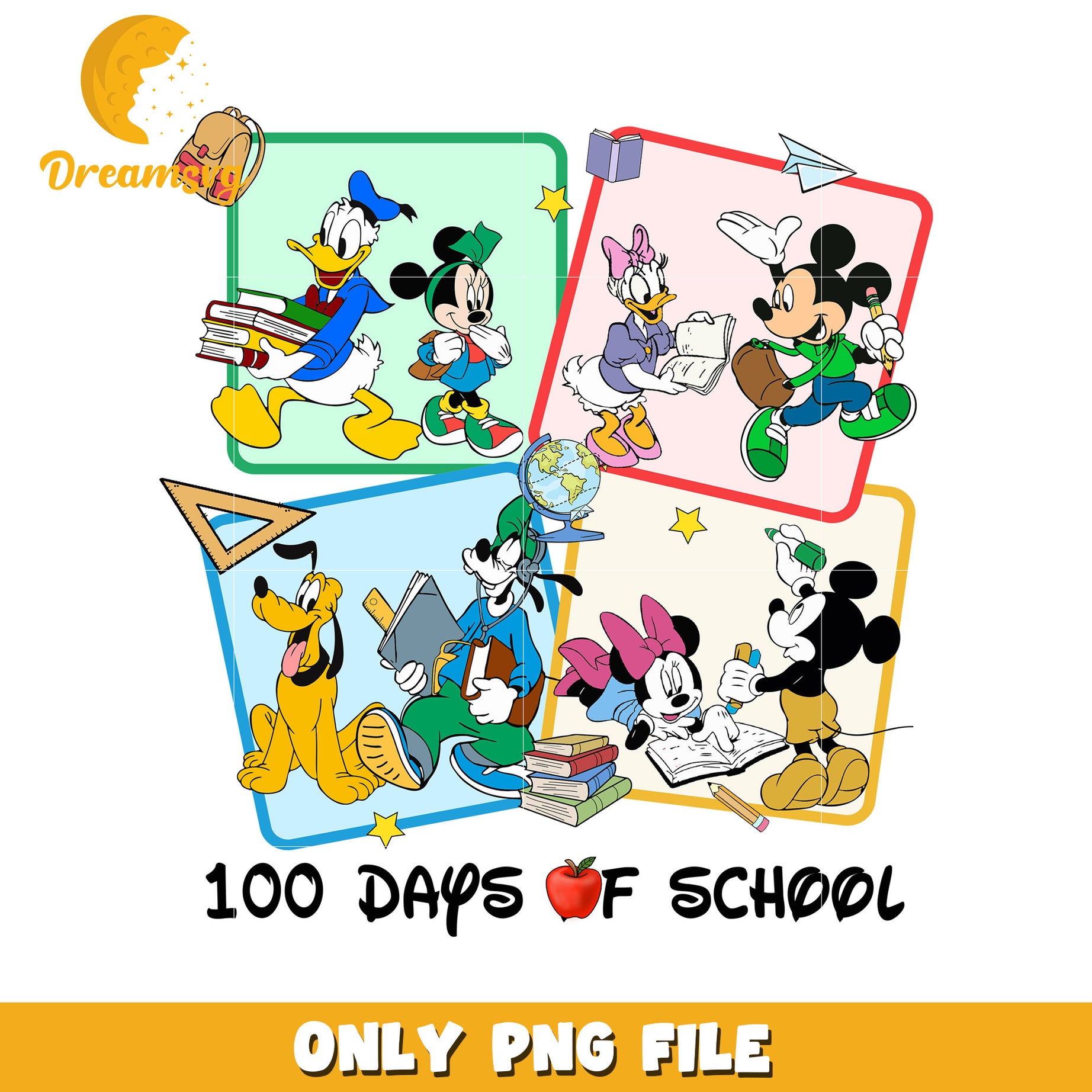 Mickey Mouse 100 Days of School PNG Graphic File Design