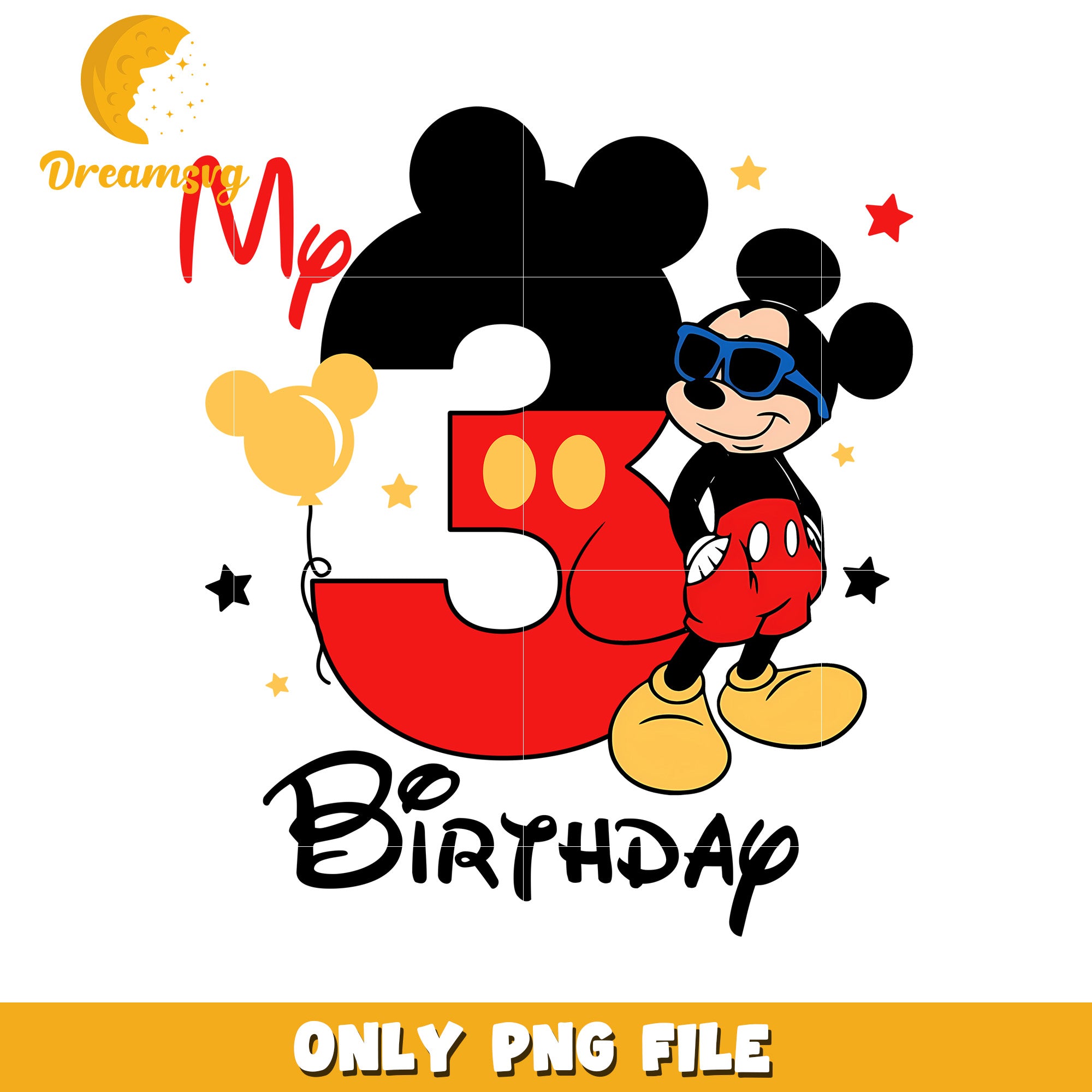 Mickey Mouse 3rd Birthday Celebration PNG Design File