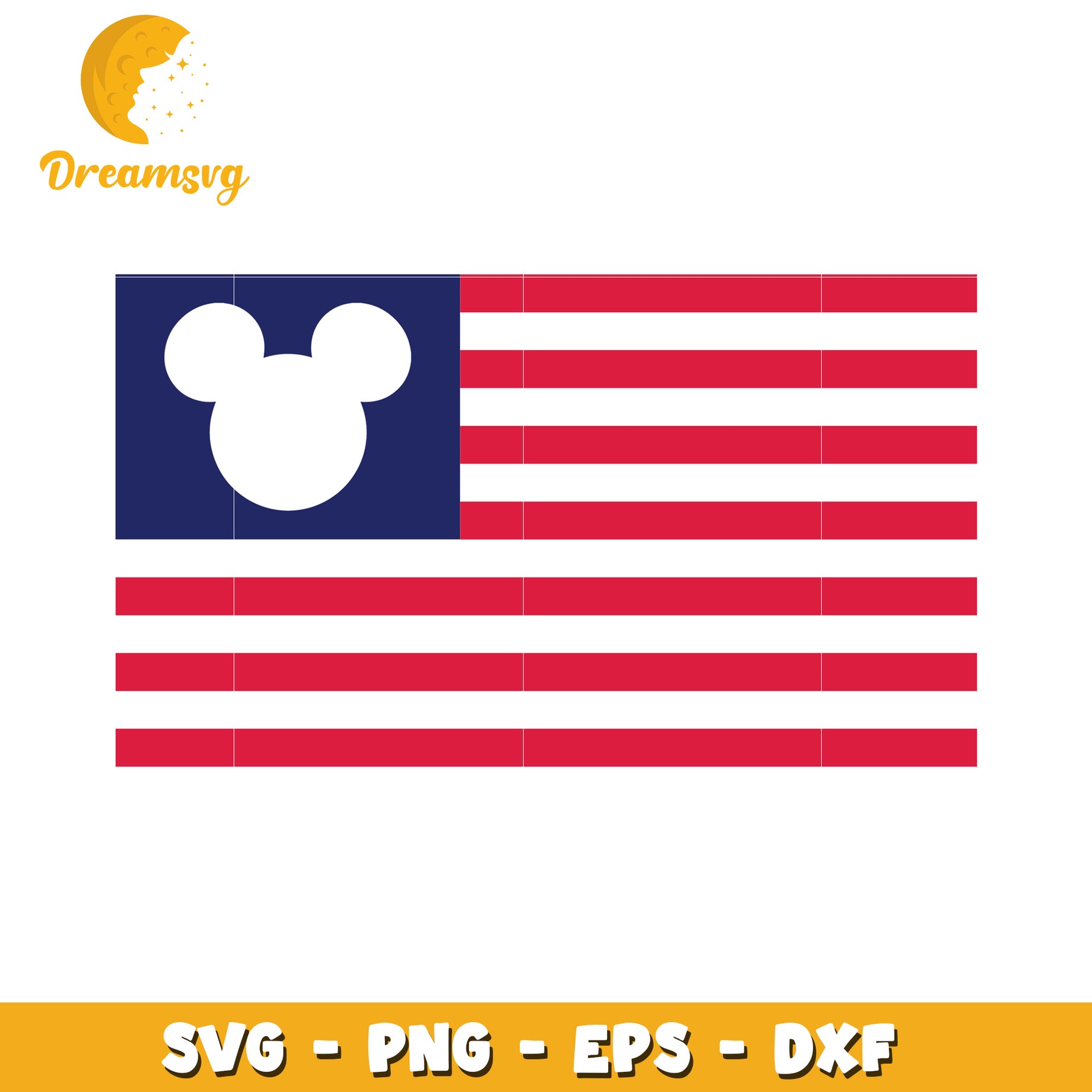 Mickey Mouse American Flag SVG Cut File
