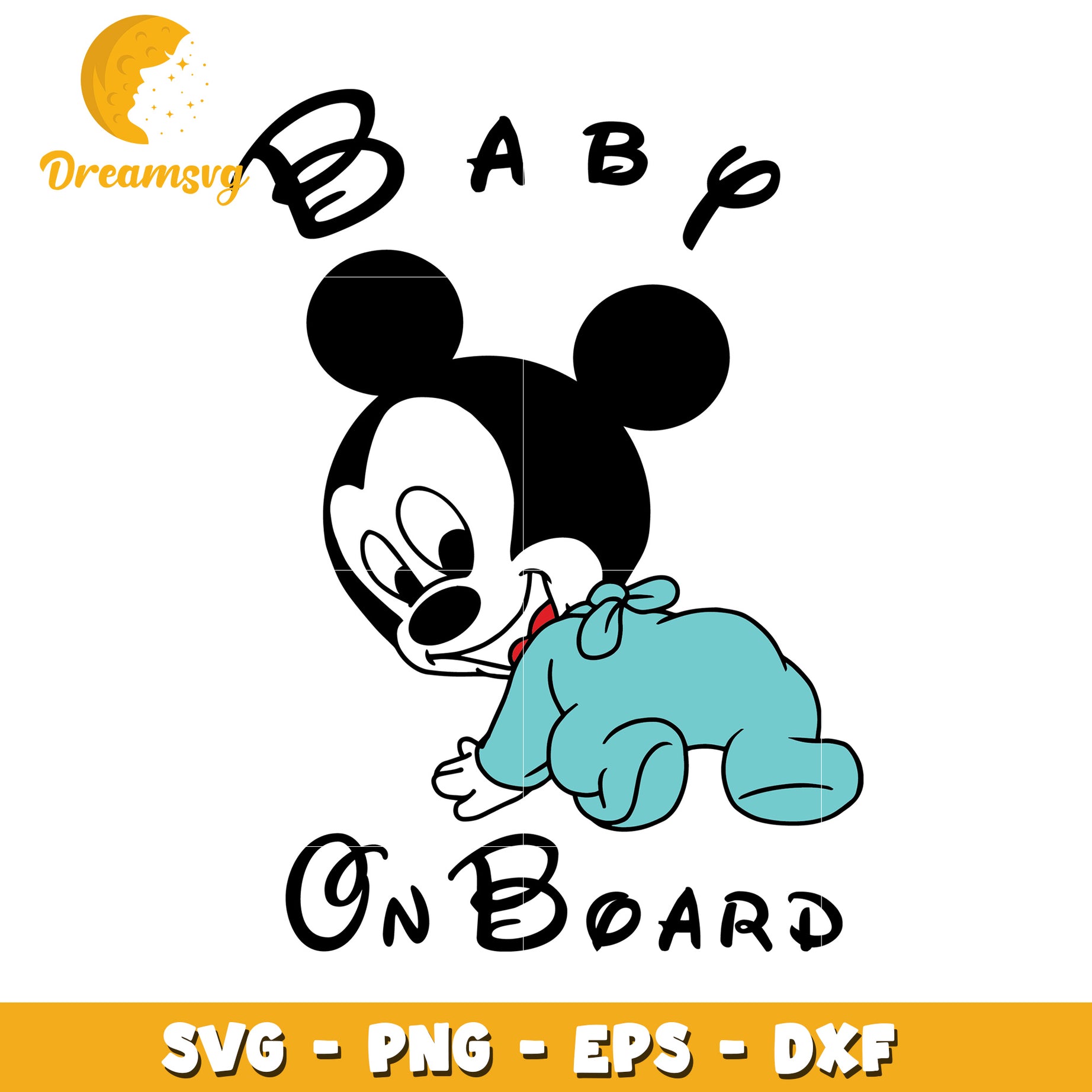 Mickey Mouse Baby On Board SVG PNG EPS DXF