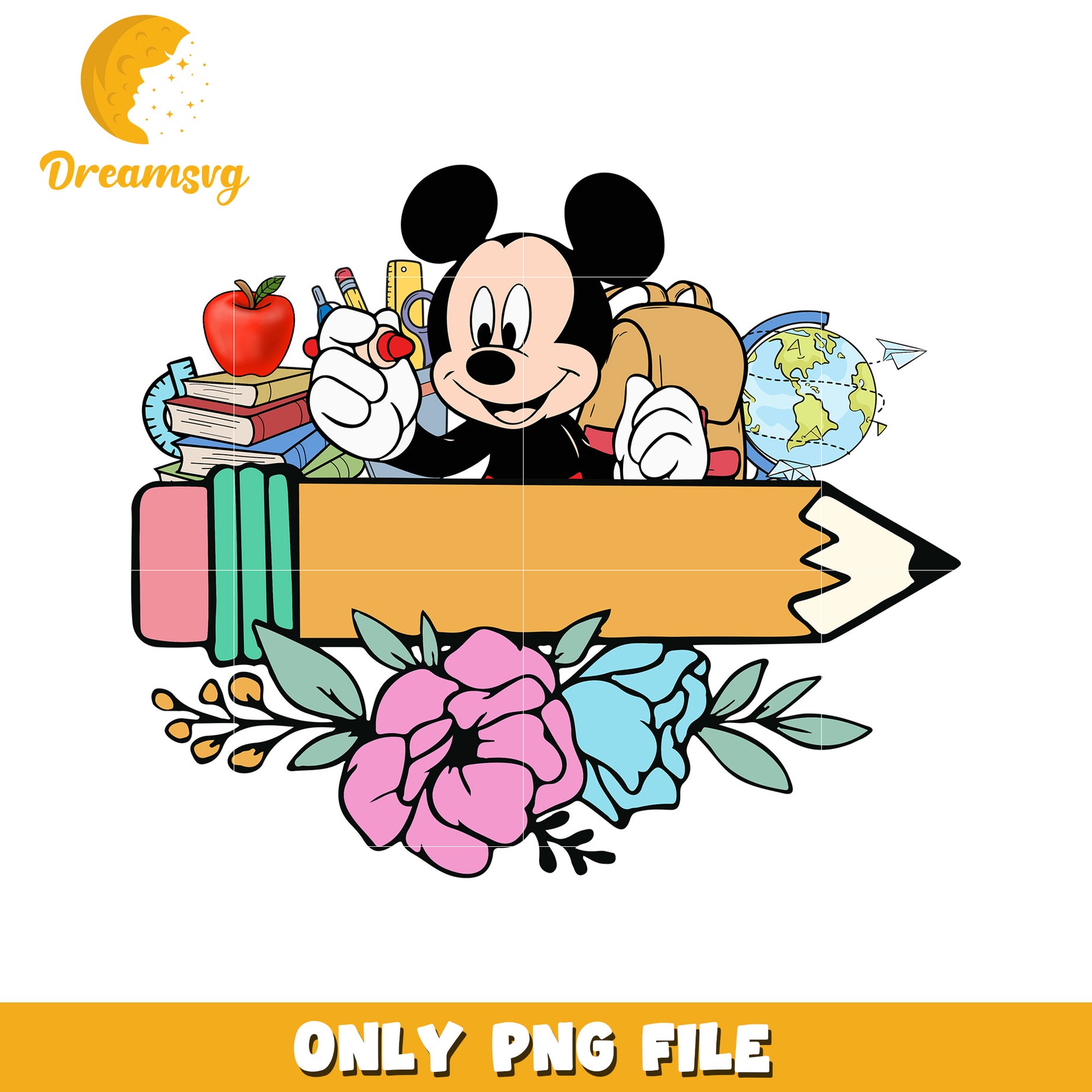 Mickey Mouse Back To School PNG