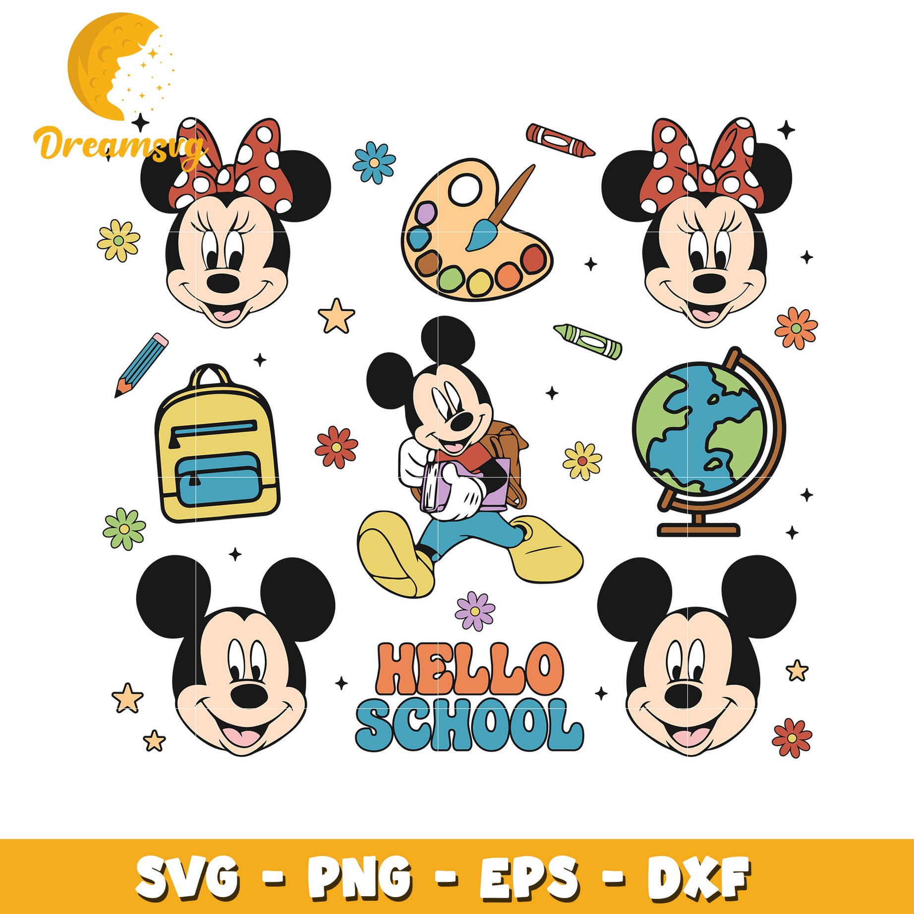 Mickey Mouse Back To School SVG PNG EPS DXF