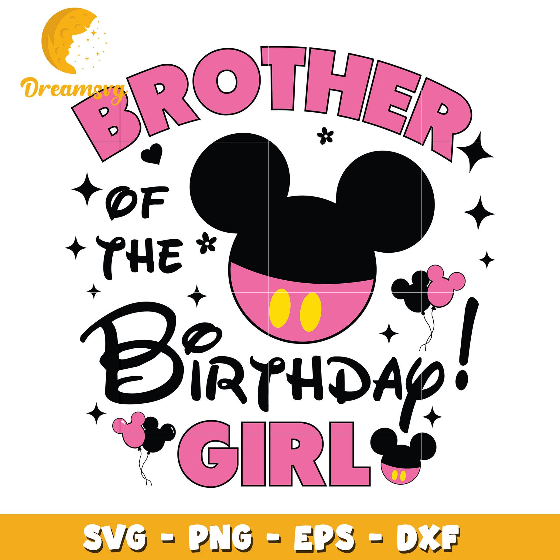 Mickey Mouse Birthday Girl Brother SVG