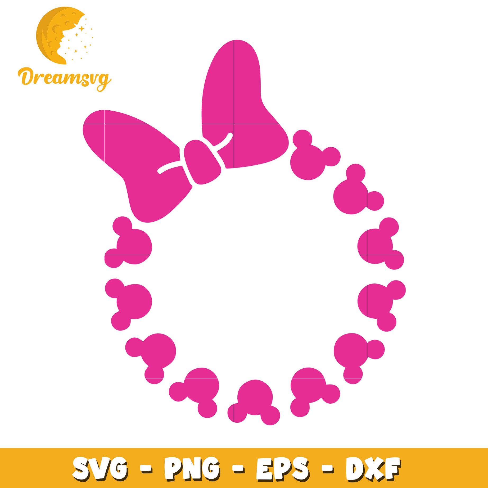 Mickey Mouse Bow Wreath SVG PNG EPS DXF