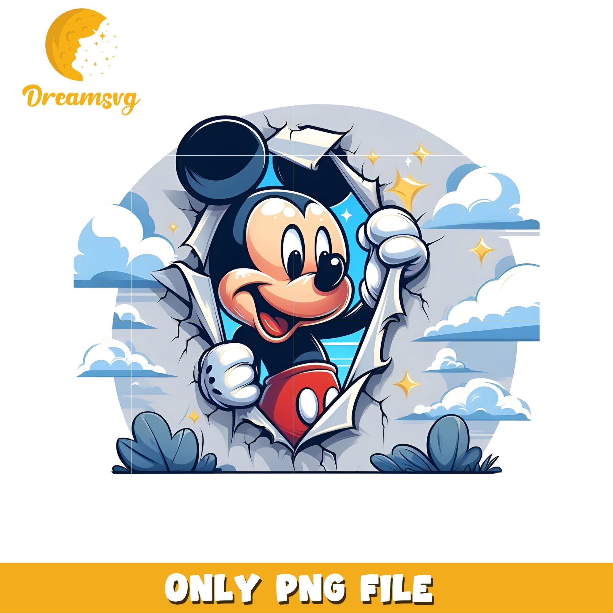 Mickey Mouse Breaking Through Wall PNG Digital Download